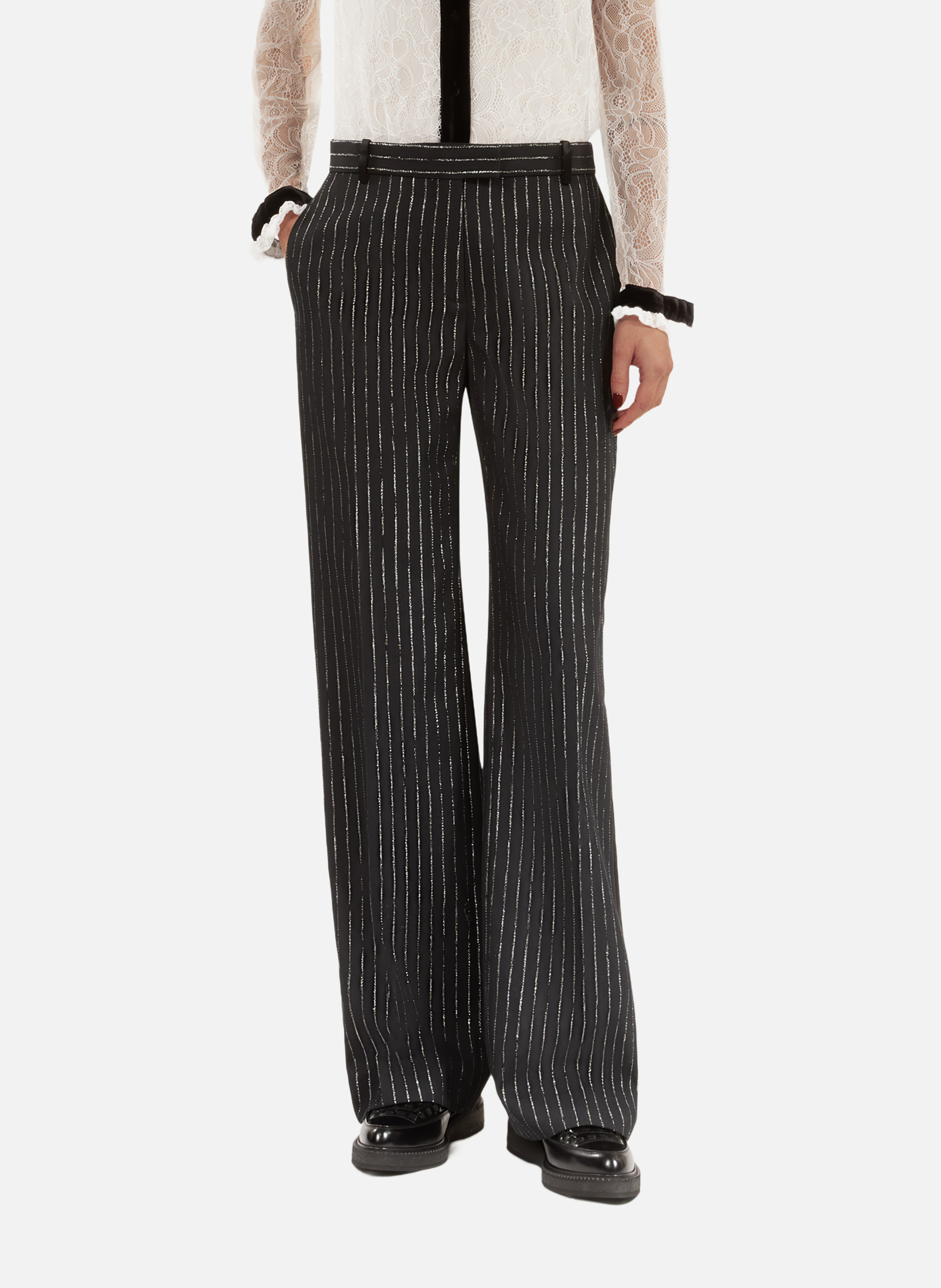 Pantalon tailleur droit à rayures Noir The kooples Femme