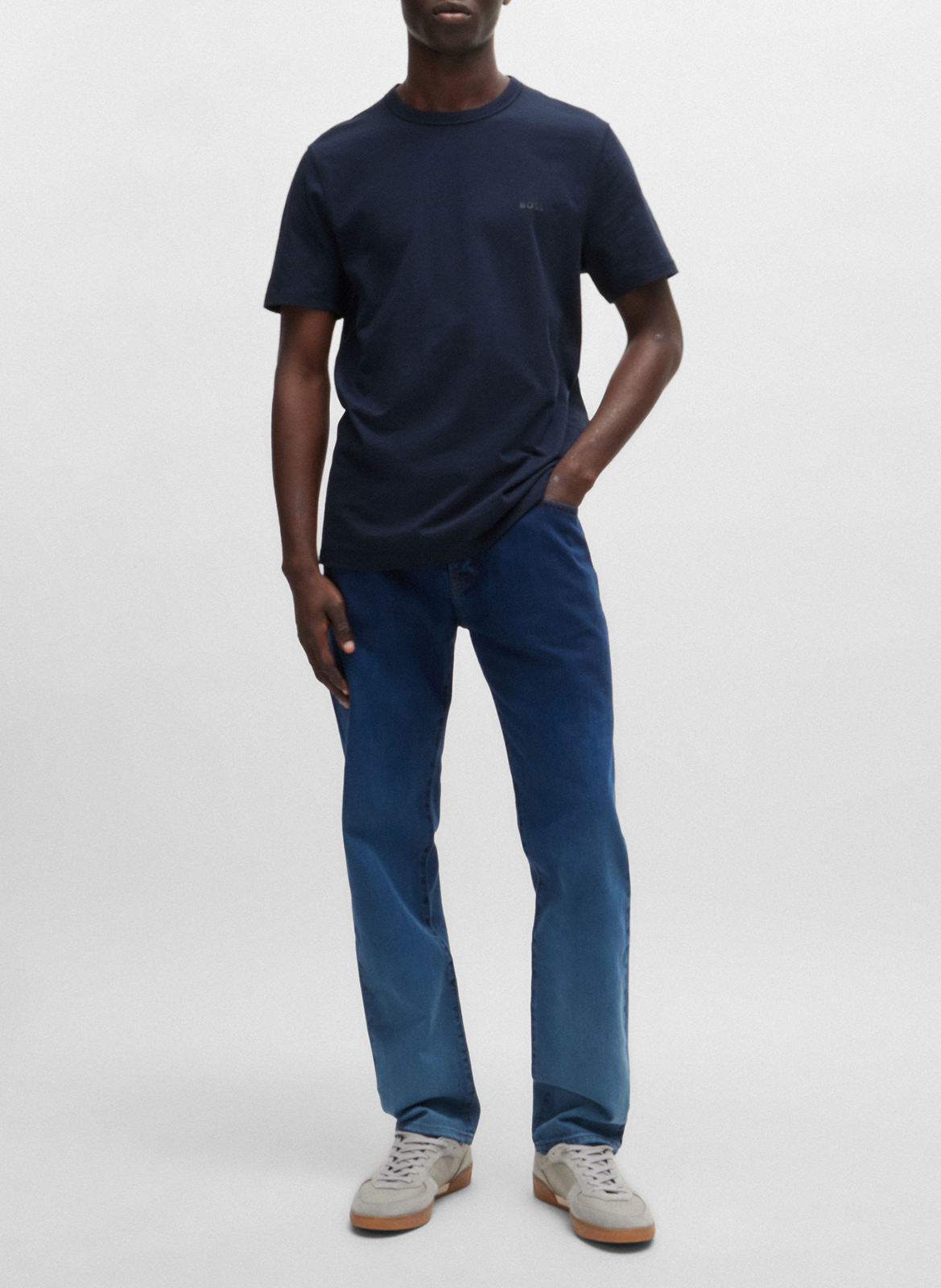 Tee-shirt col rond en coton BOSS Bleu