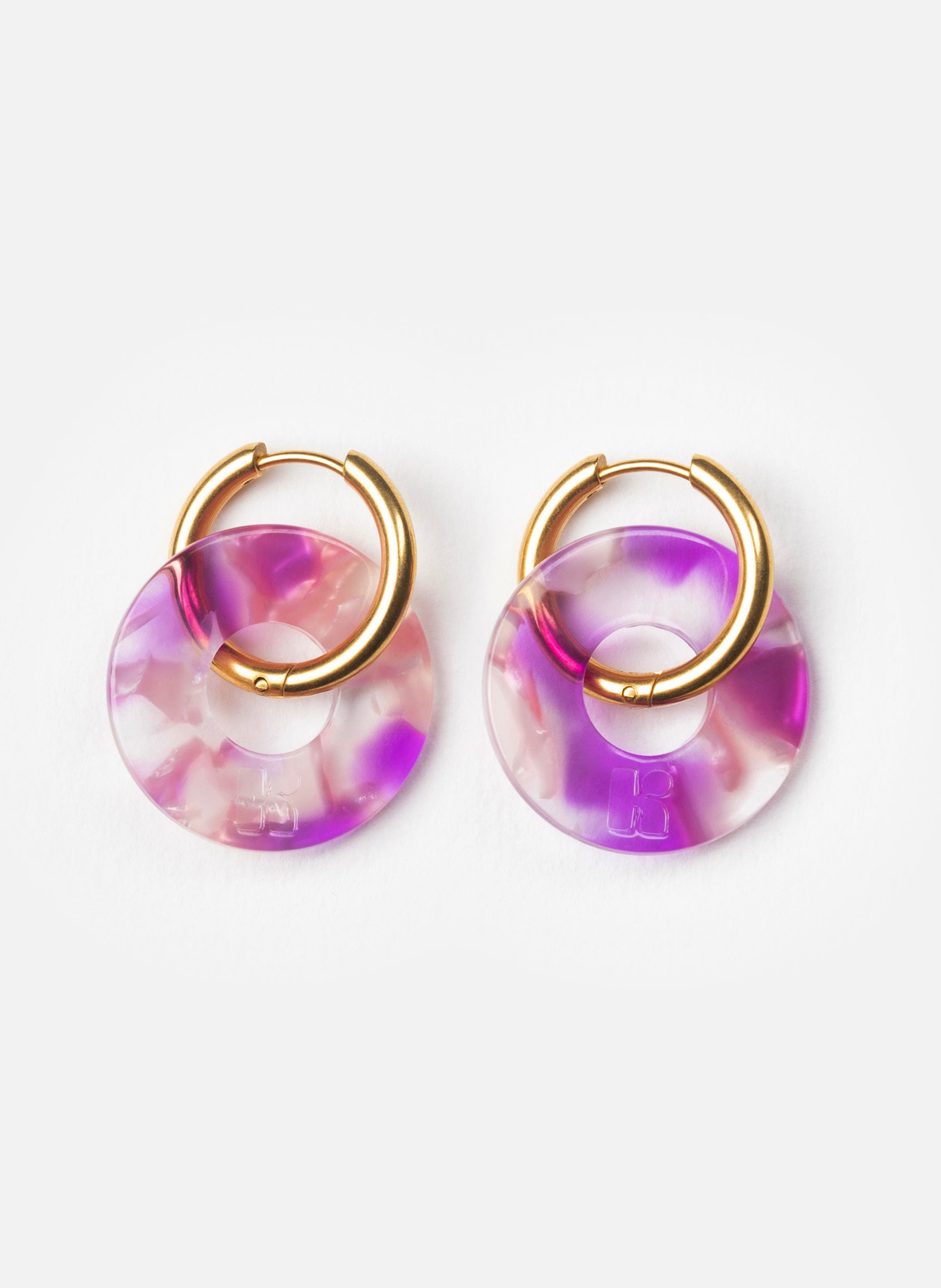 KURAGE GINZA Boucles d'oreilles donuts avec anneaux en acier inoxydable doré Rose