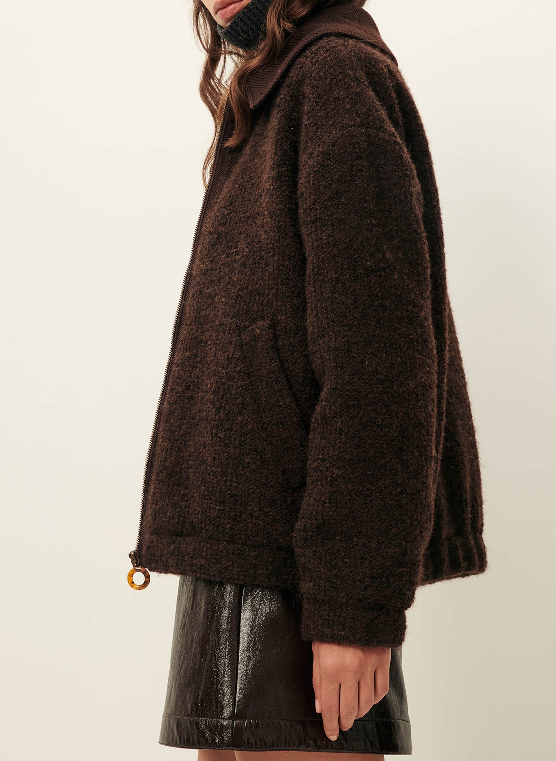 Veste en maille oversize col classique heavenly SESSUN Marron