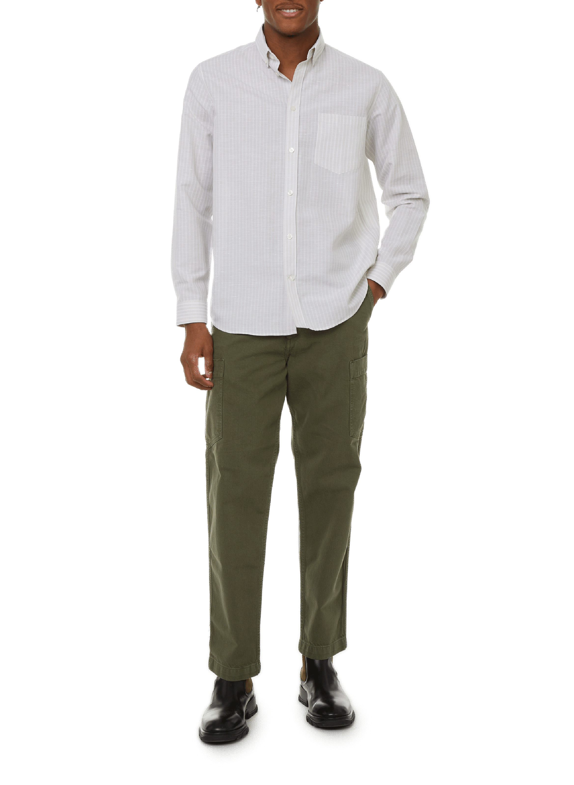 Chemise rayée droite AU PRINTEMPS PARIS Beige