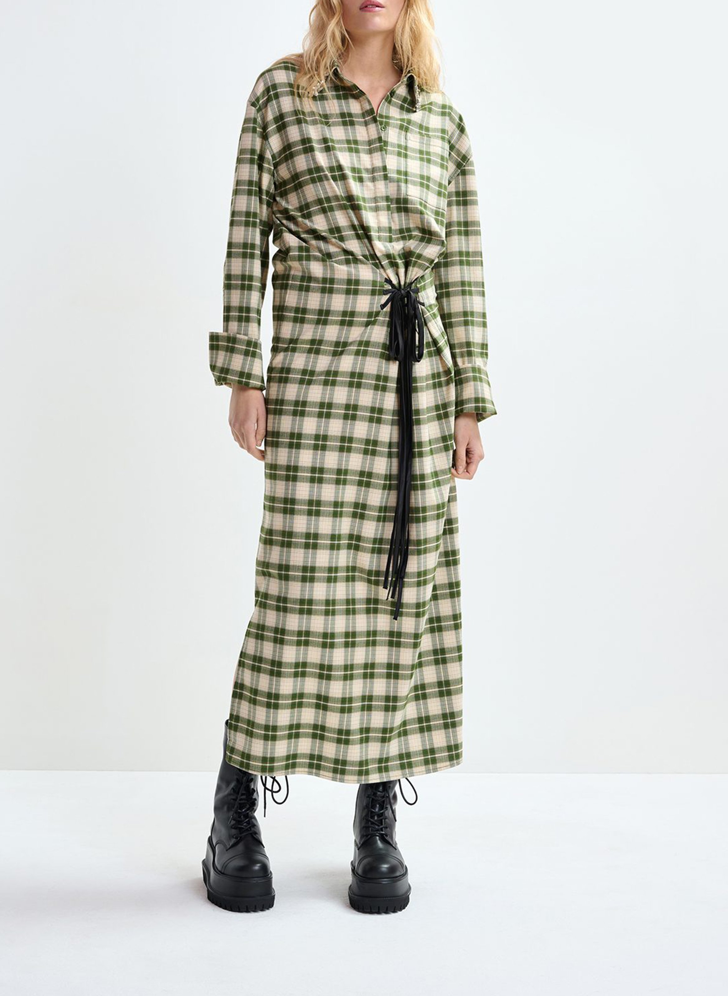 Robe longue col classique imprimée jid ESSENTIEL ANTWERP Vert