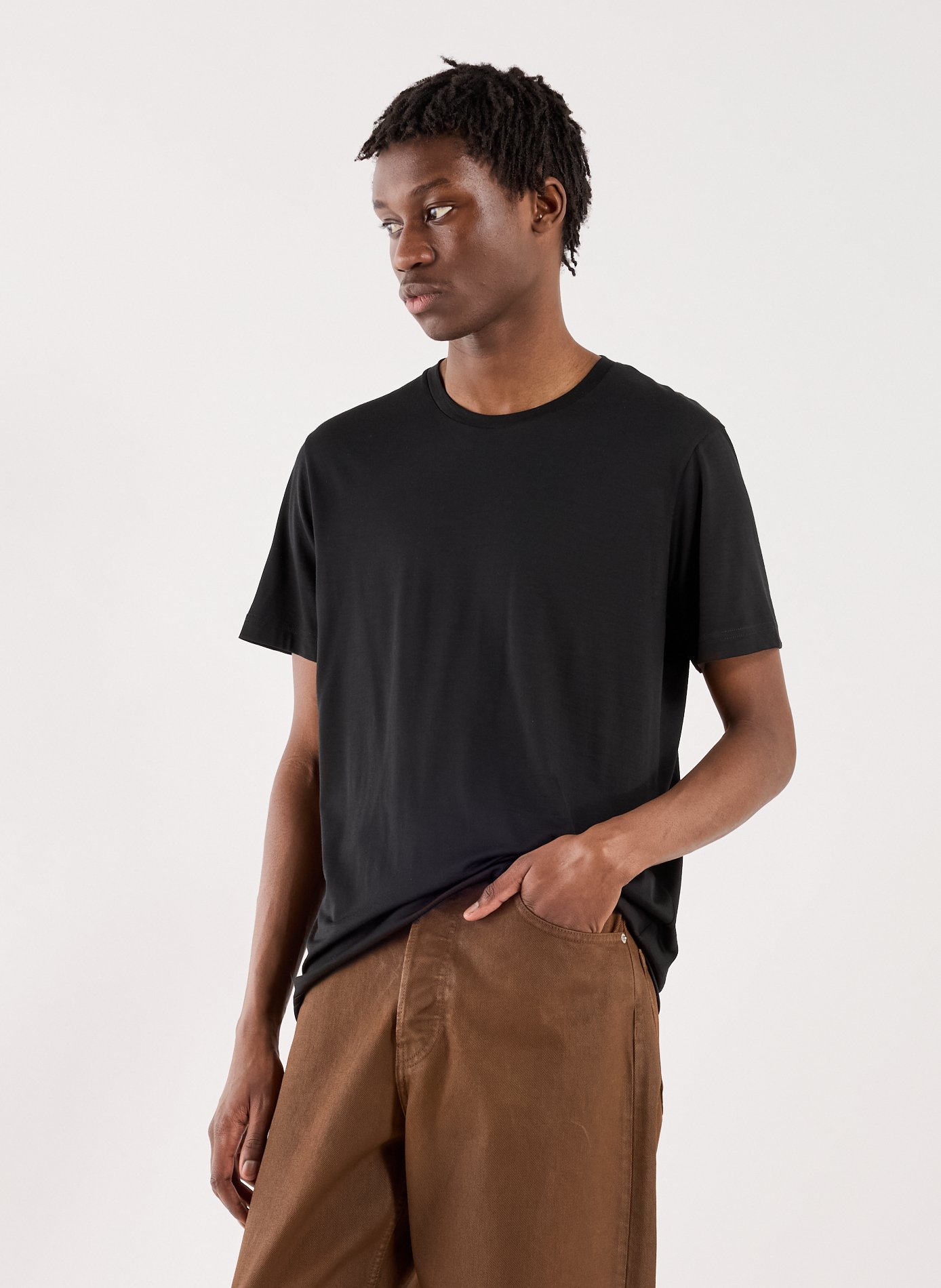 T-Shirt droit à manches courtes en laine mérinos STEFAN BRANDT Noir