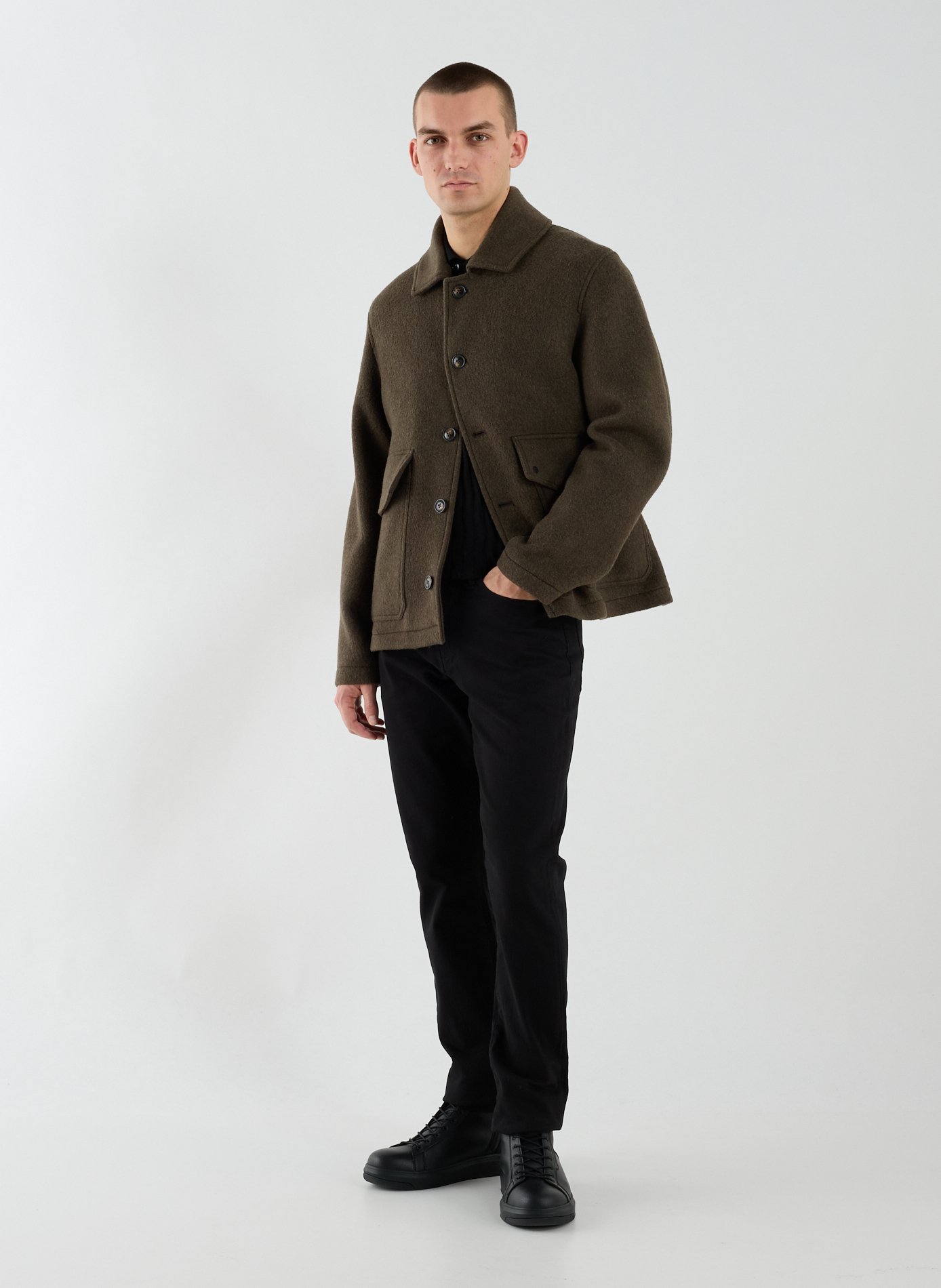 Manteau droit en laine mélangée CLOSED Vert