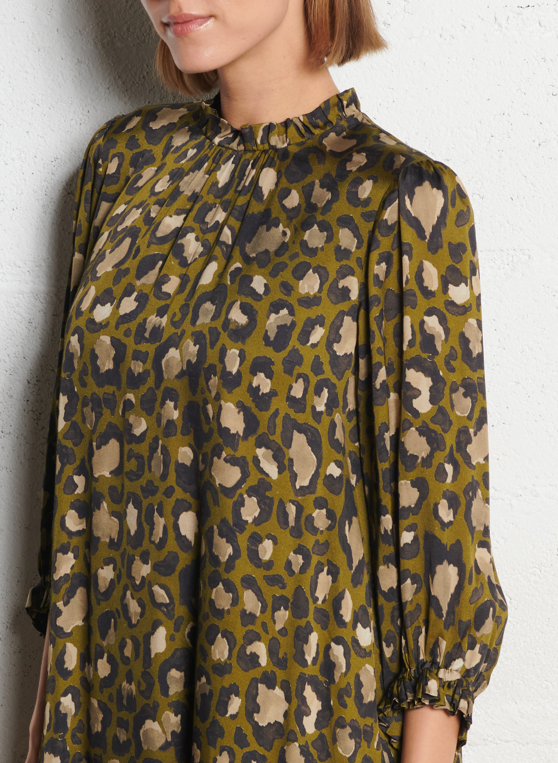 Robe courte ample léopard IKKS Kaki