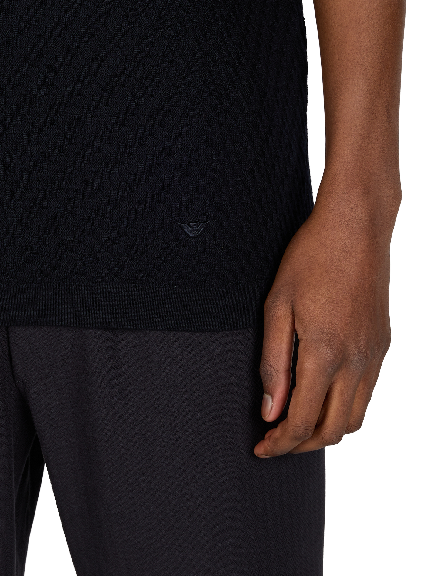 Round neck T-shirt in virgin wool EMPORIO ARMANI Blue