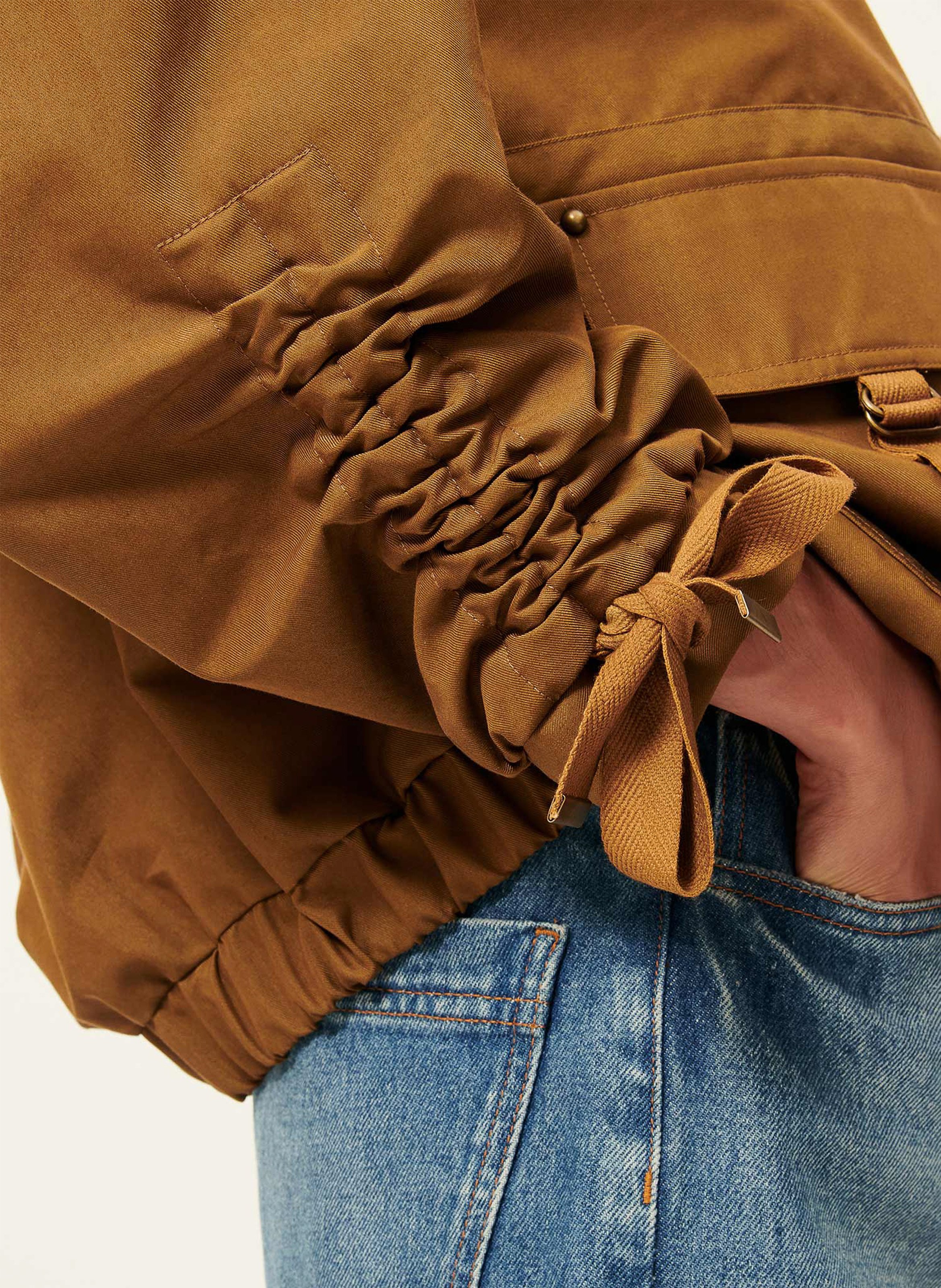 Blouson oversize col classique en coton mélangé diwork SESSUN Marron