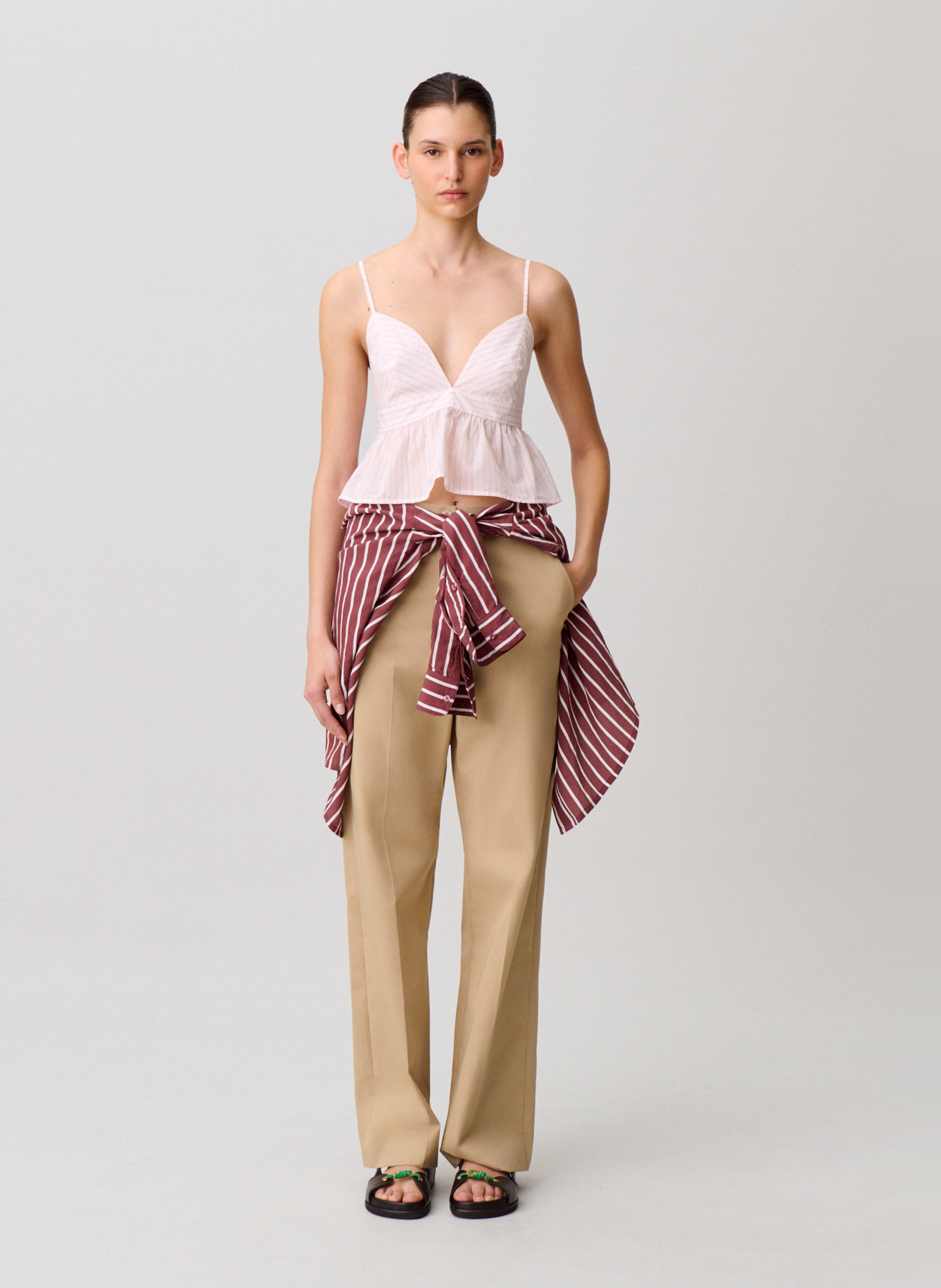 Top sans manches à rayures CLAUDIE PIERLOT Rose