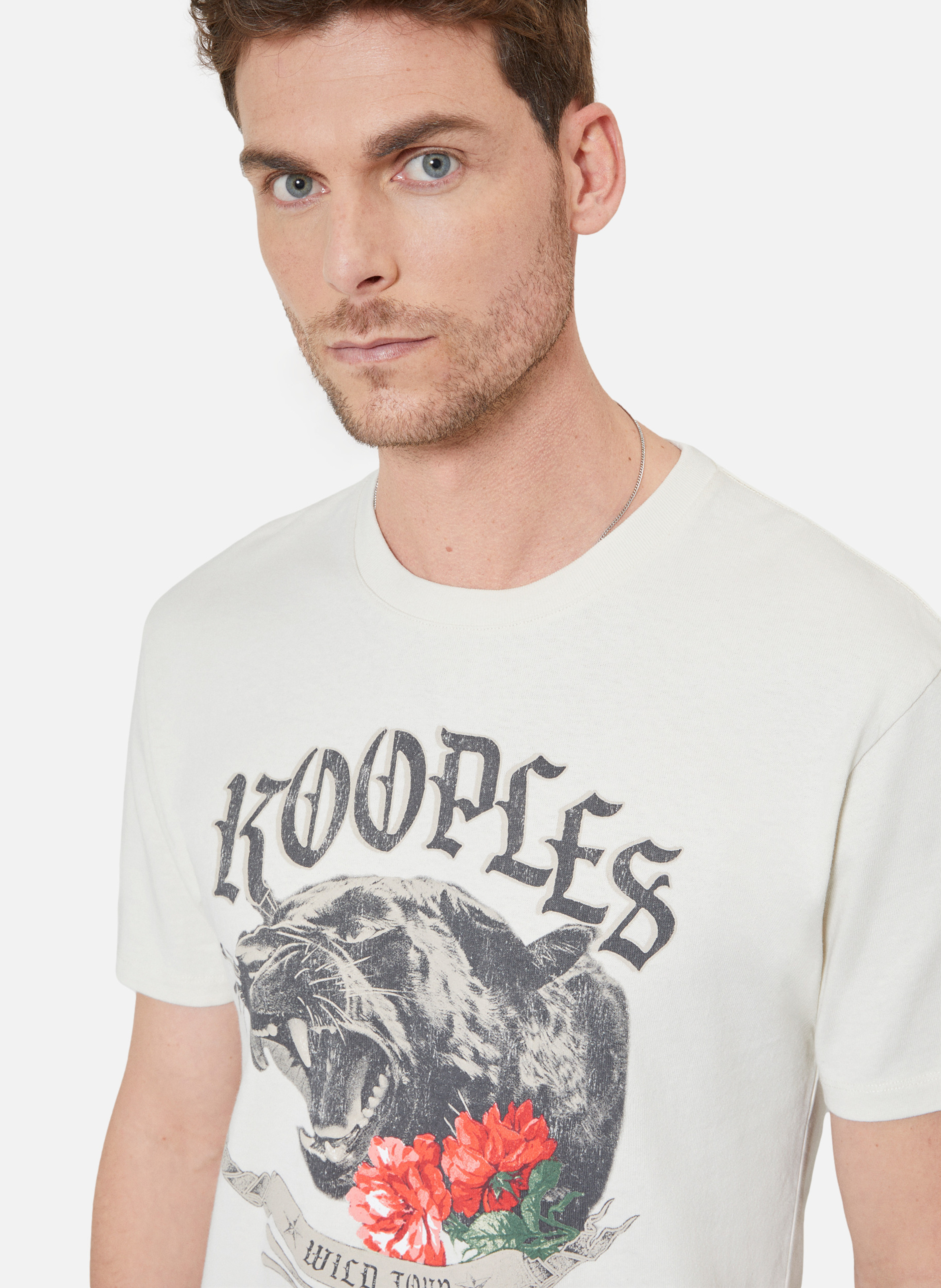 T-shirt avec sérigraphie panthère THE KOOPLES Beige