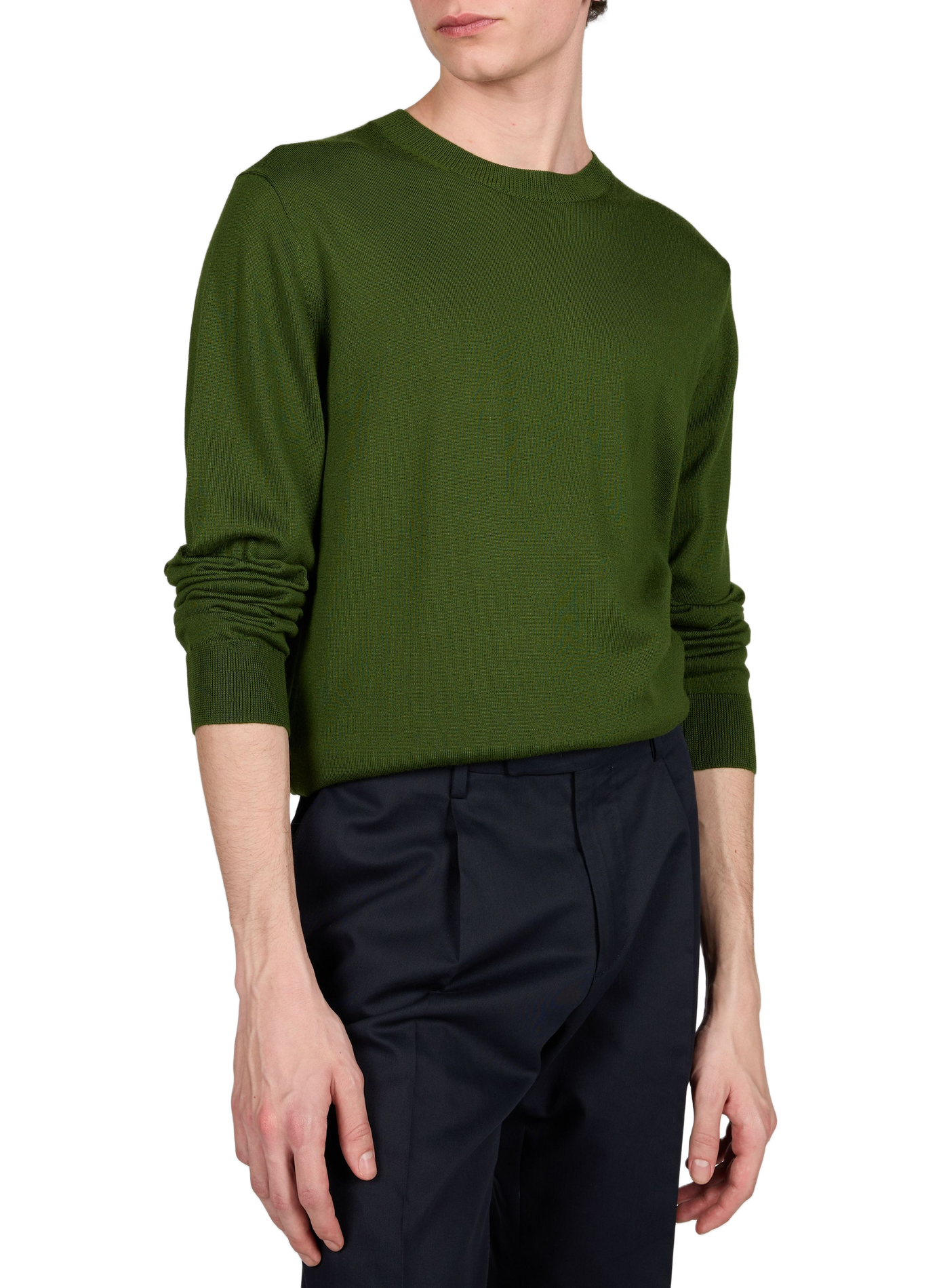 Pull col rond en laine mérinos AU PRINTEMPS PARIS Vert