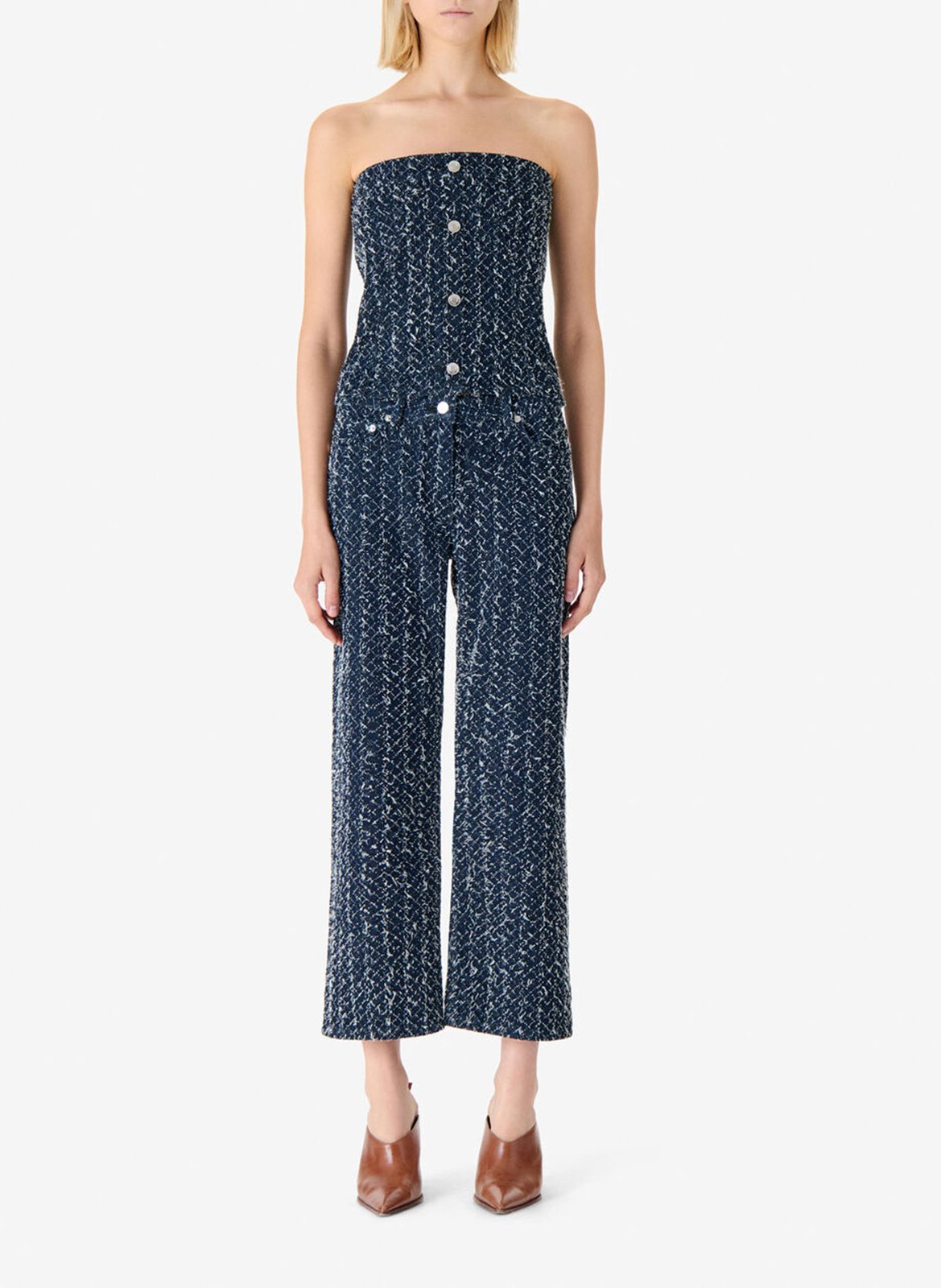 Bustier court boutonné en tweed vanny IRO Bleu