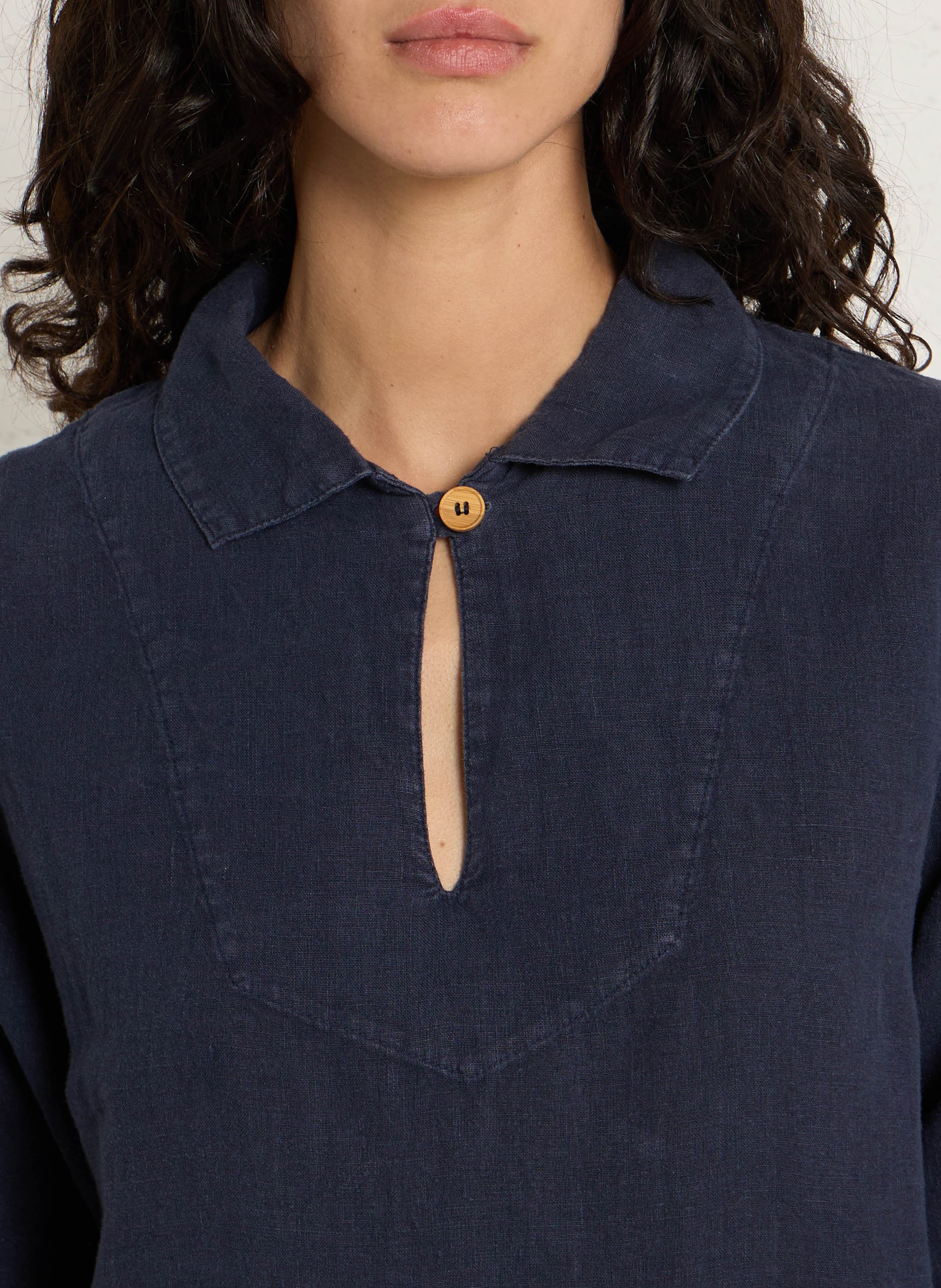 Robe droite col classique en lin ARMOR-LUX Bleu