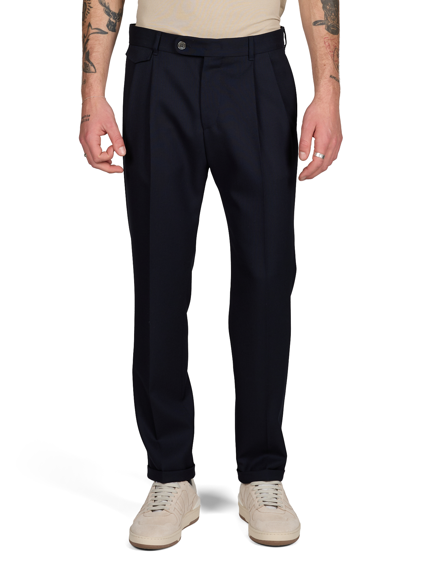 Pantalon cigarette en laine vierge WINDSOR Bleu