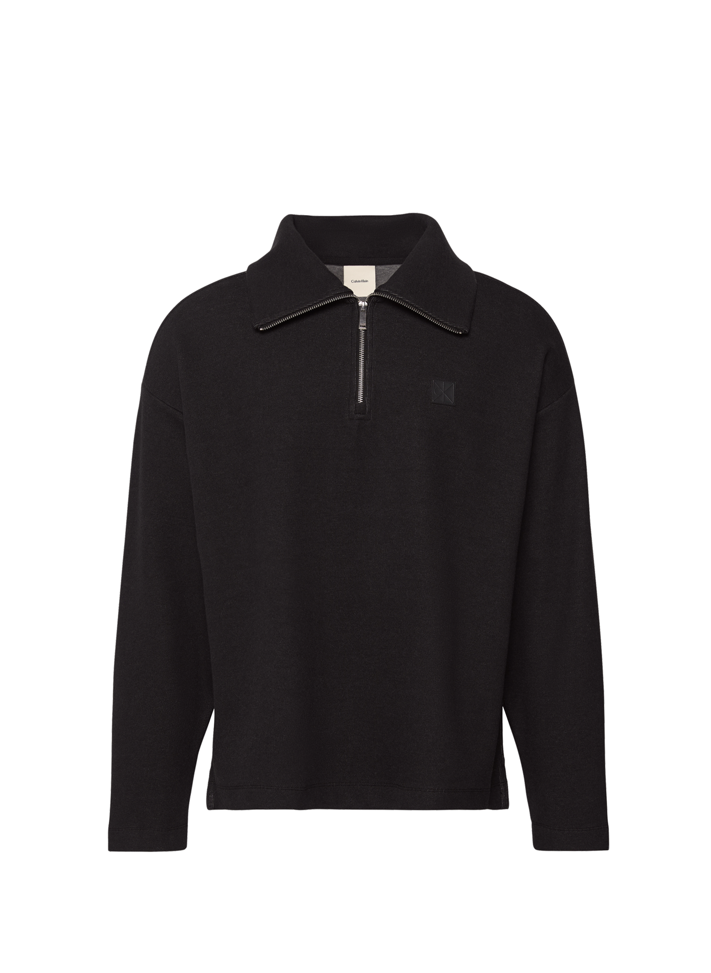 Sweat droit à col zippé en coton mélangé CALVIN KLEIN Noir