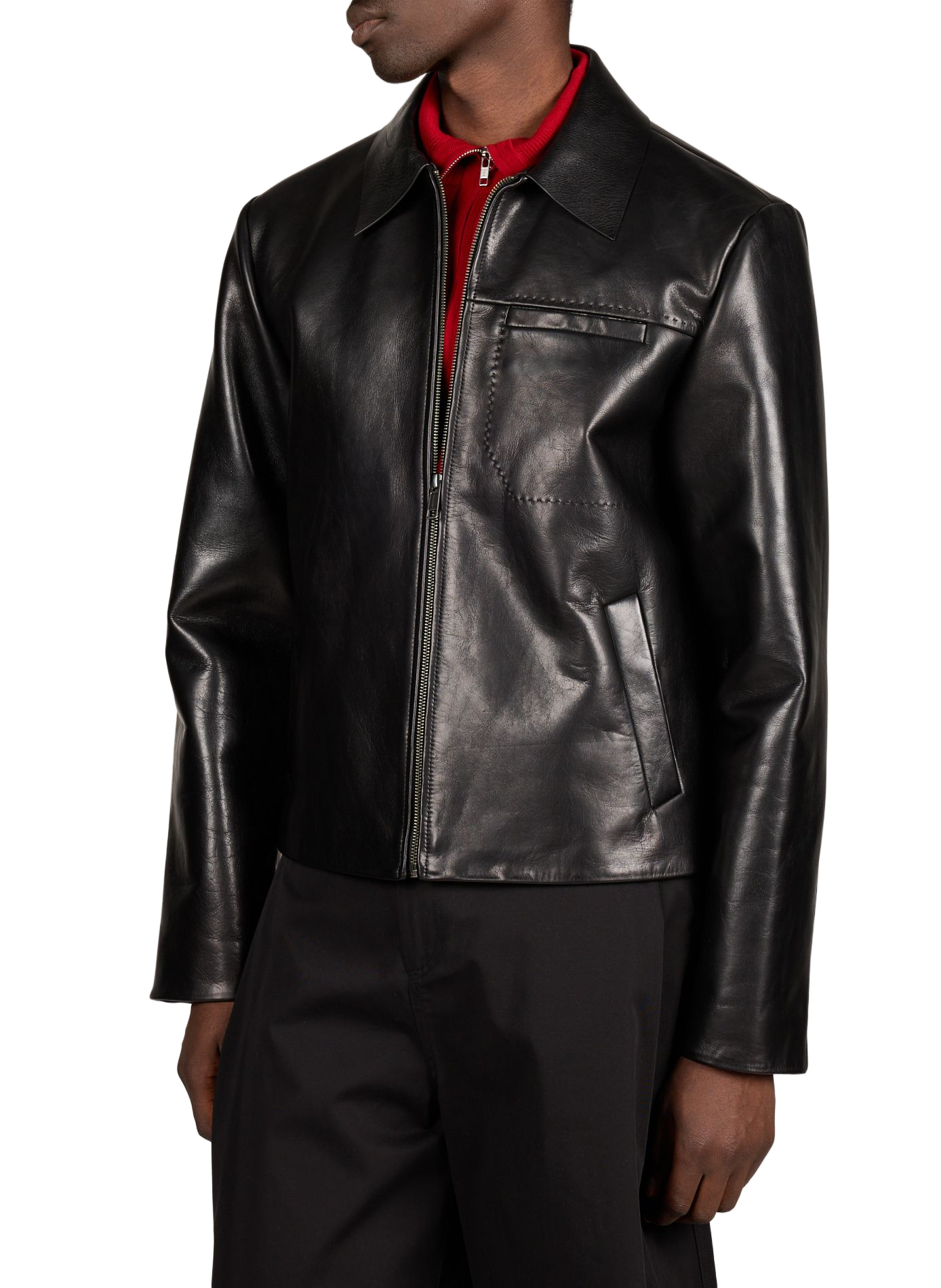 Straight cow leather jacket ENTIRE STUDIOS Black