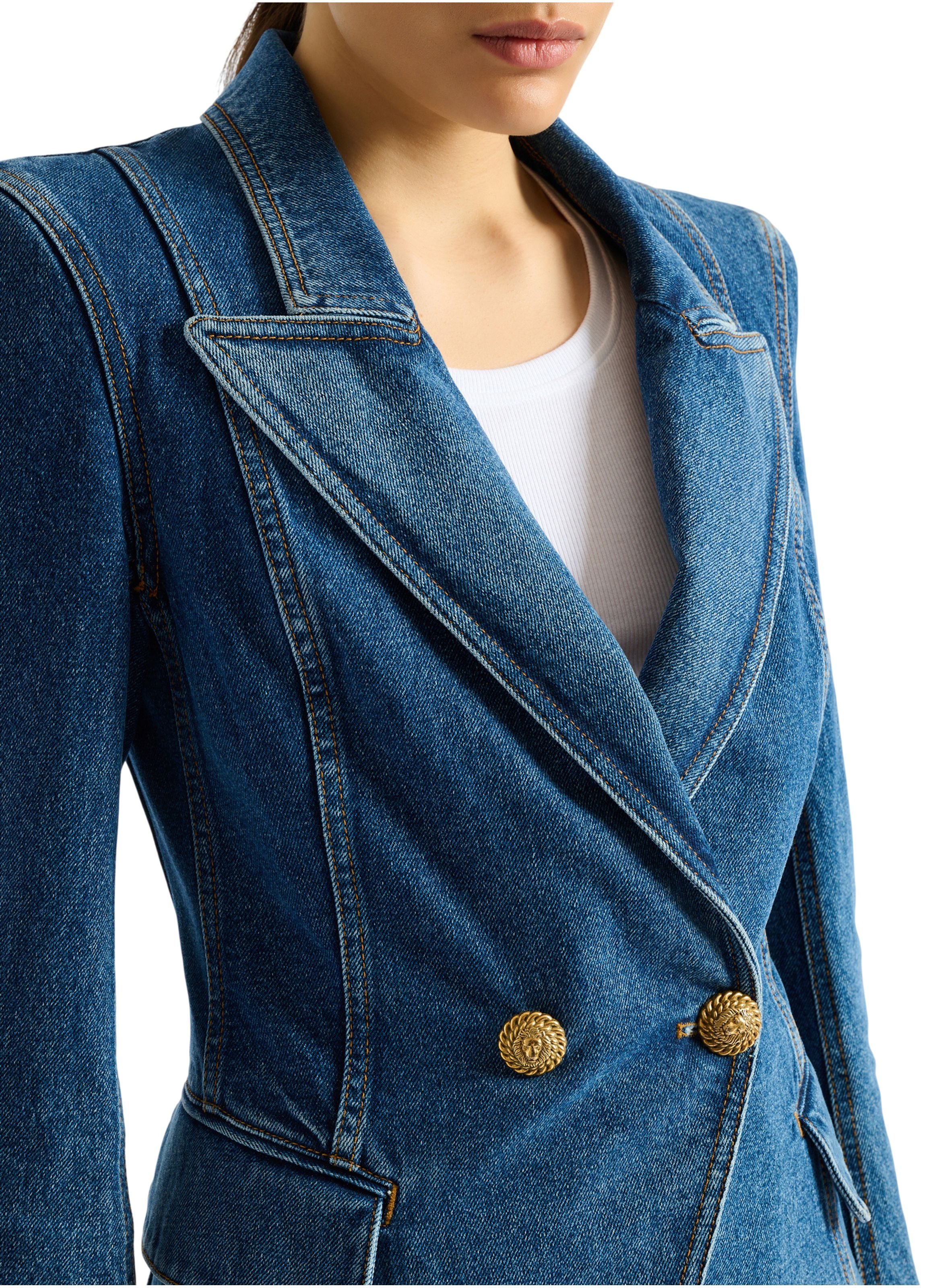 Veste 2 boutons en denim BALMAIN Bleu