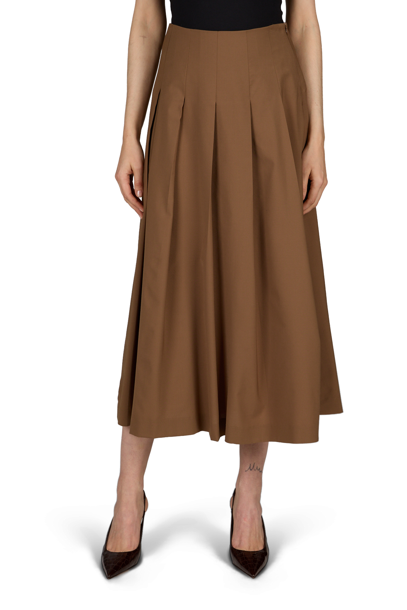Pleated midi skirt in mixed wool ROHE FRAMES Brown