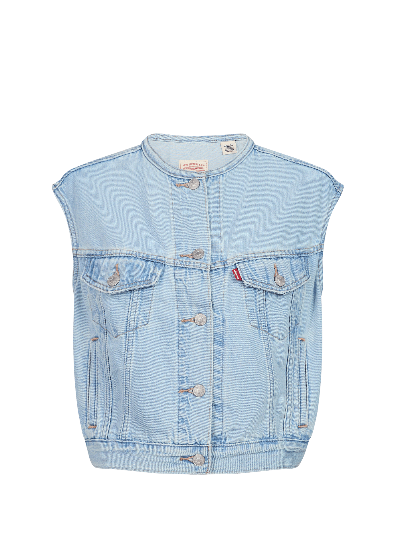 Veste sans manches en denim de coton mélangé LEVI'S Bleu