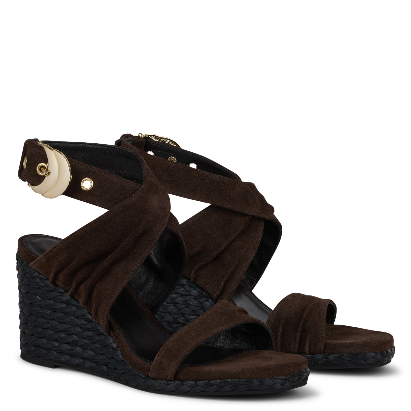 Sandales espadrilles en cuir velours cecile BA&SH Marron