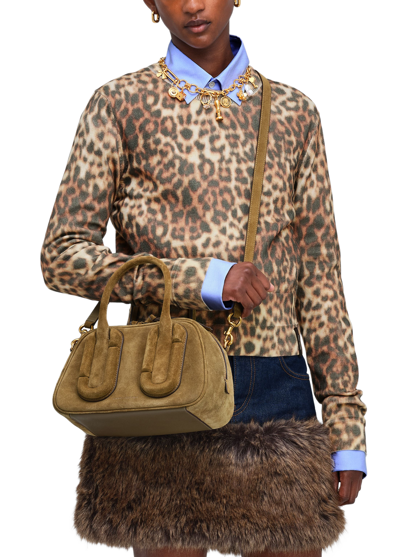 Schoudertas Babe Top Handle van suède leer MARC JACOBS Bruin