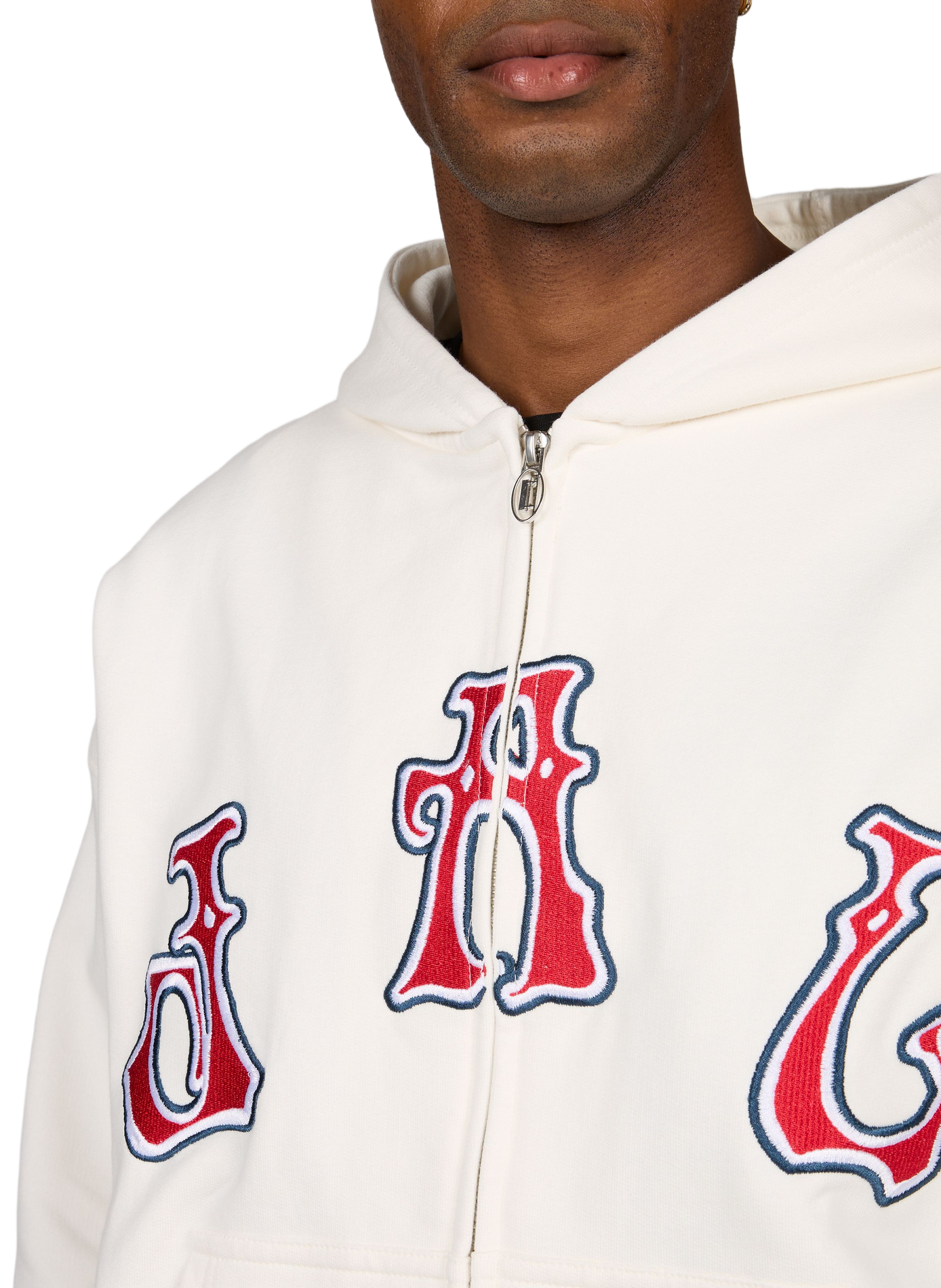 Geborduurde katoenen sweatshirt met rits JACKER. Wit