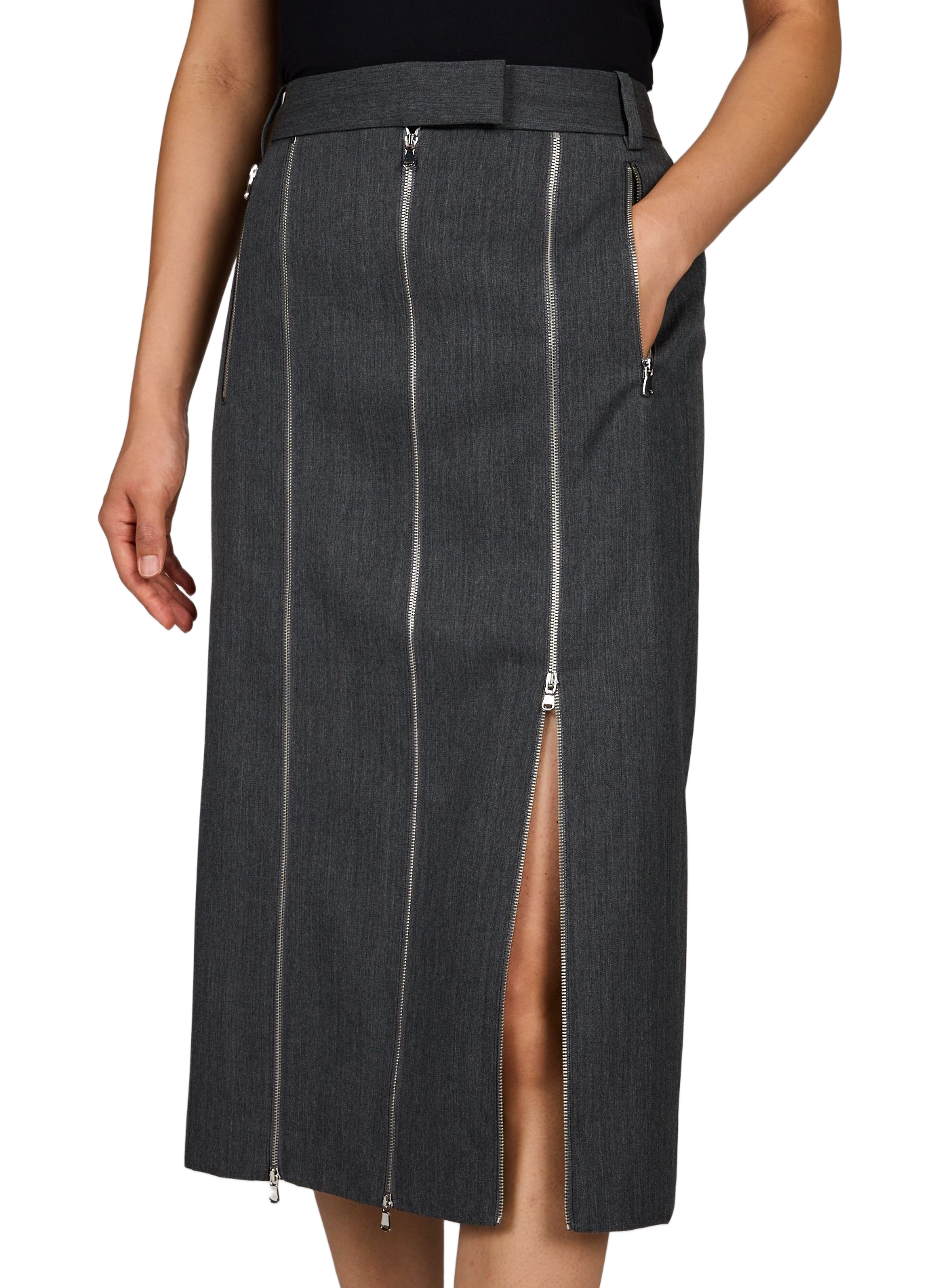 Straight wool midi skirt TIBI Grey