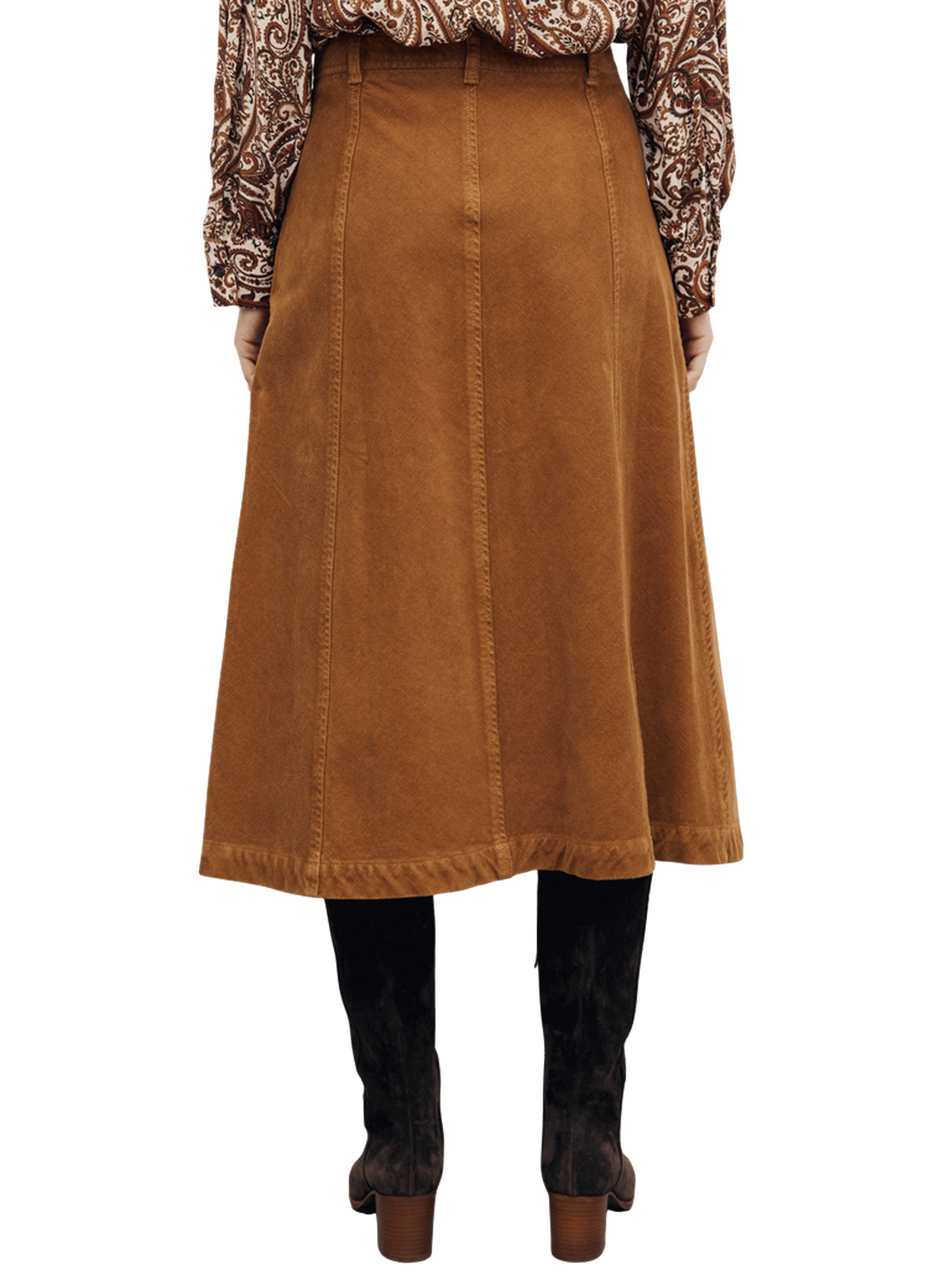 Jupe trapèze en velours - tiphaine GERARD DAREL Marron