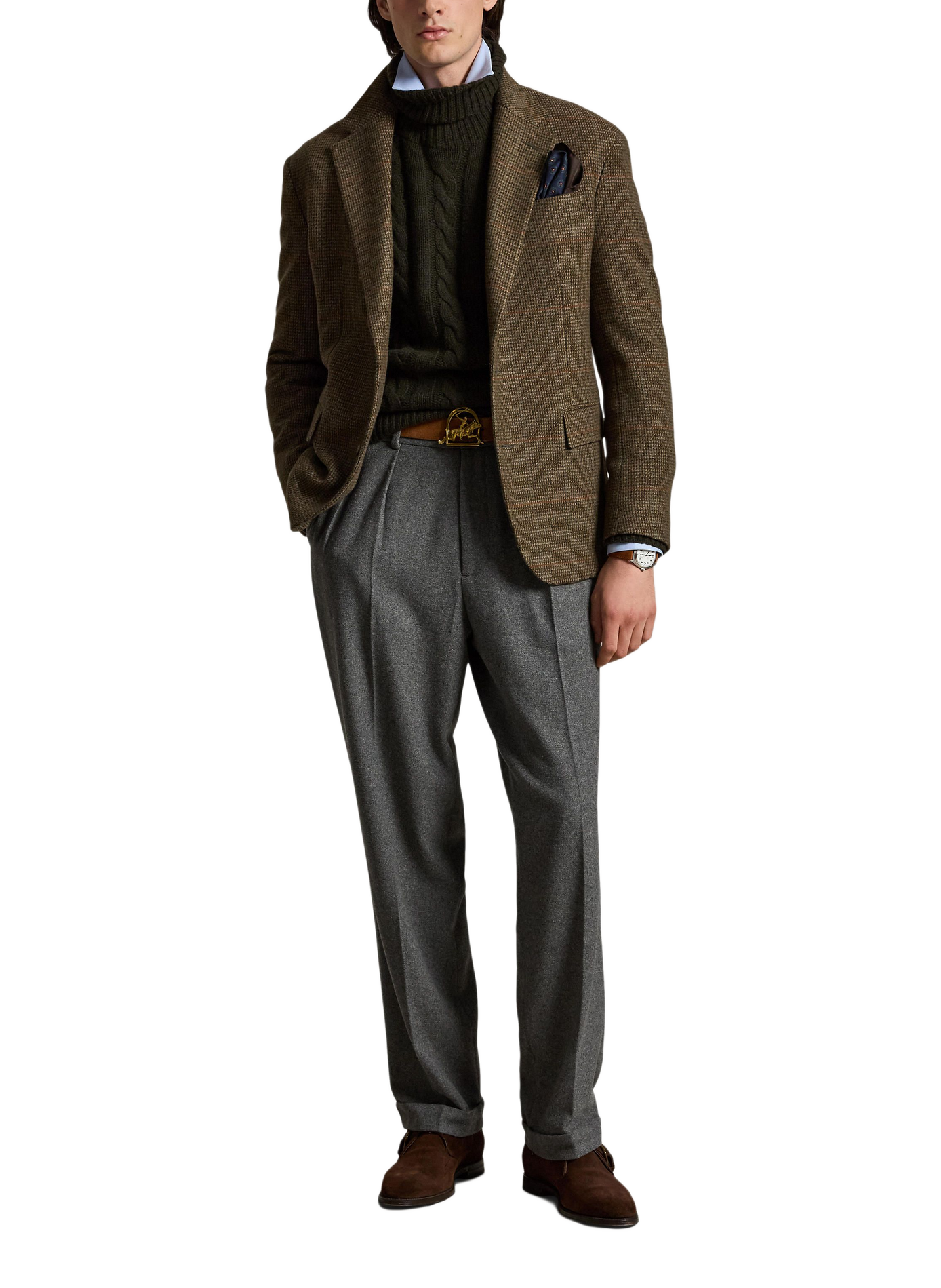 Pantalon à pinces en laine mélangée POLO RALPH LAUREN Gris