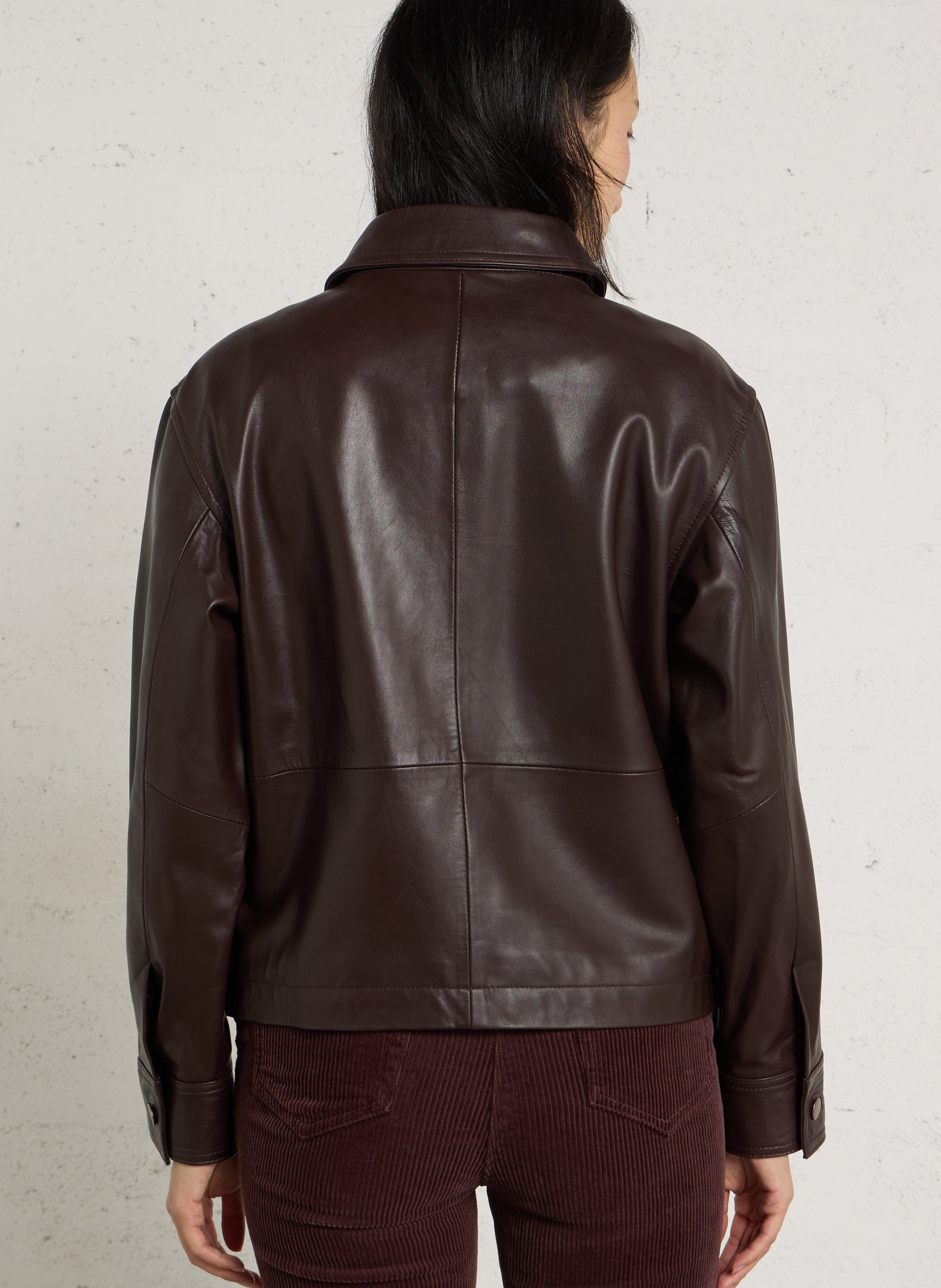 Veste droite unie en cuir coco MAISON 123 Rouge