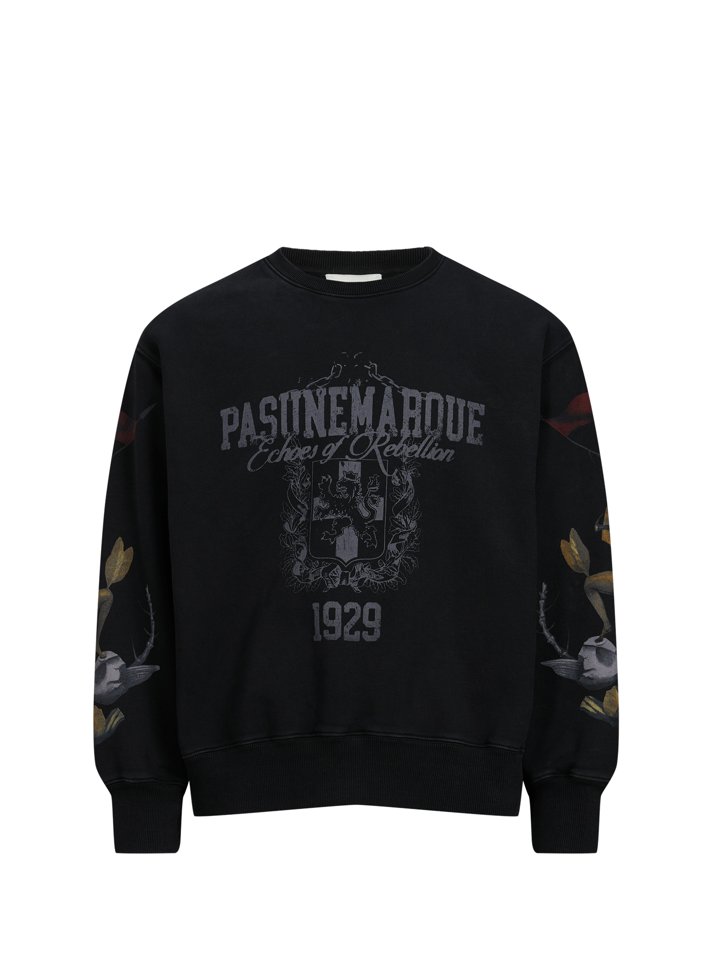 Straight printed cotton sweatshirt PAS UNE MARQUE Black