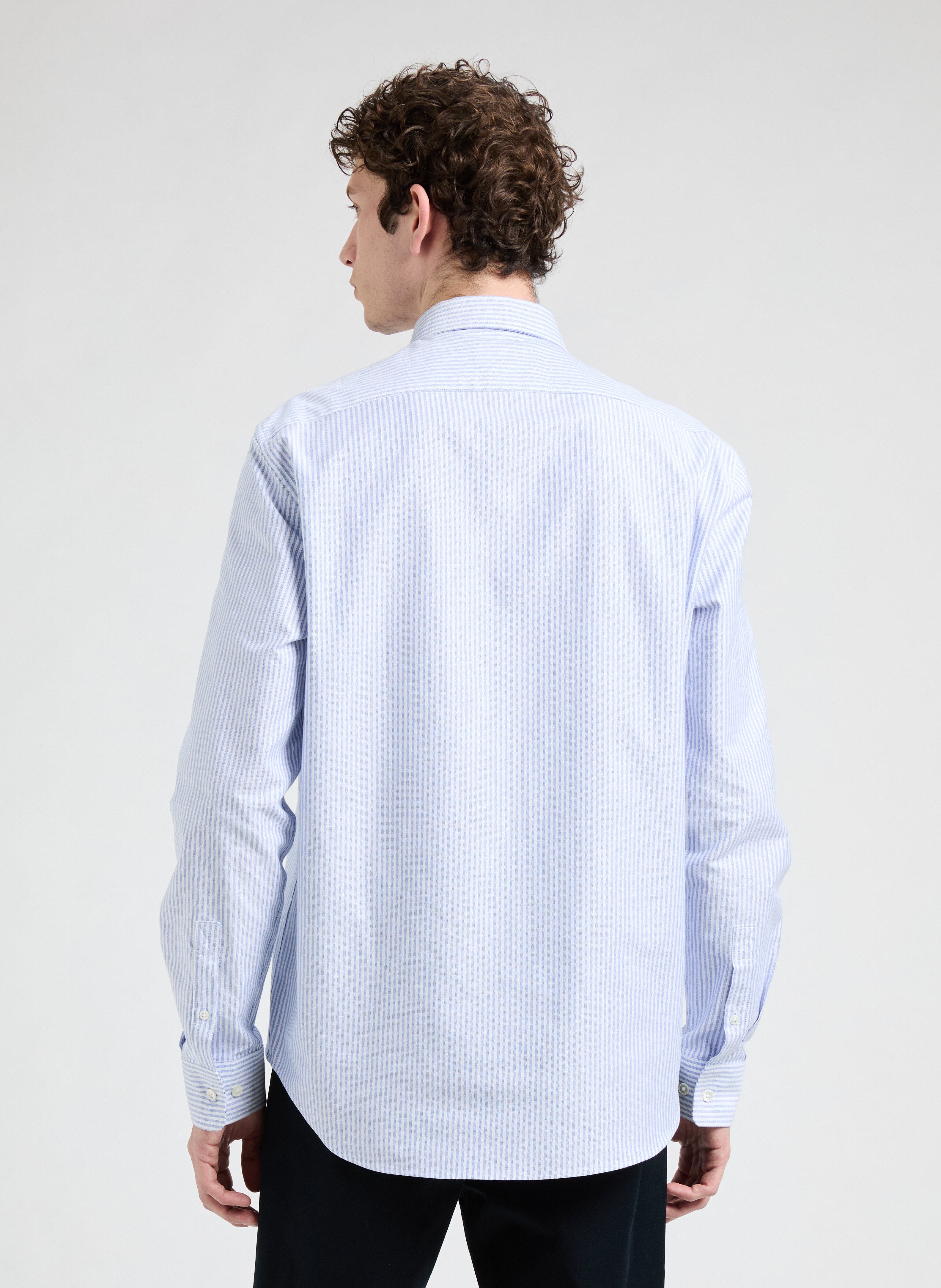 Chemise rayée Euray à col américain en coton  SAISON 1865 Bleu