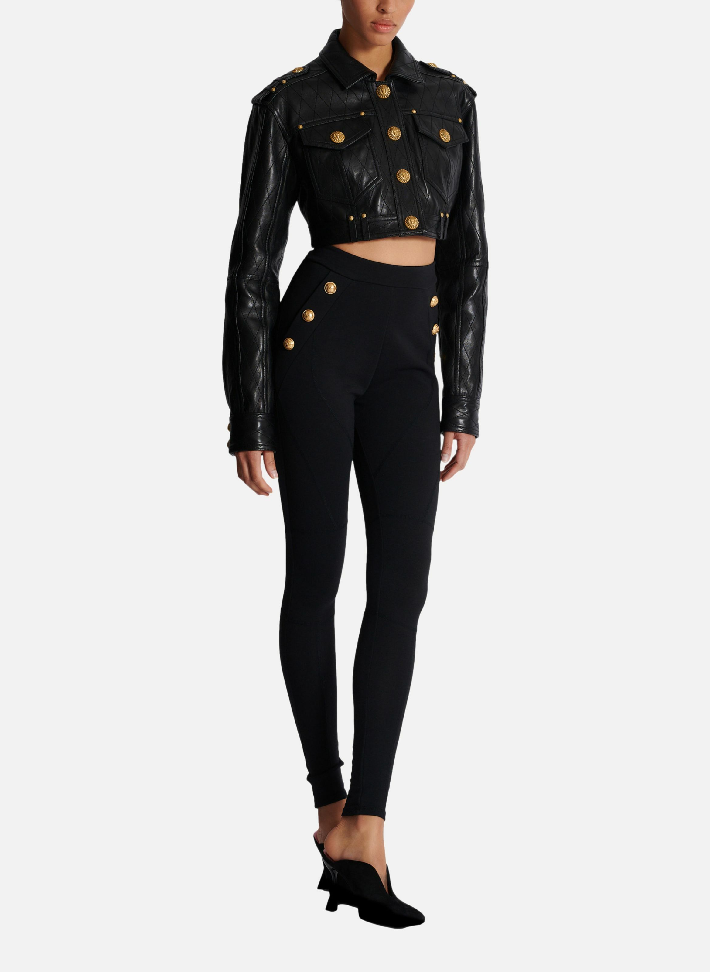 Legging 6 boutons en jersey BALMAIN Noir