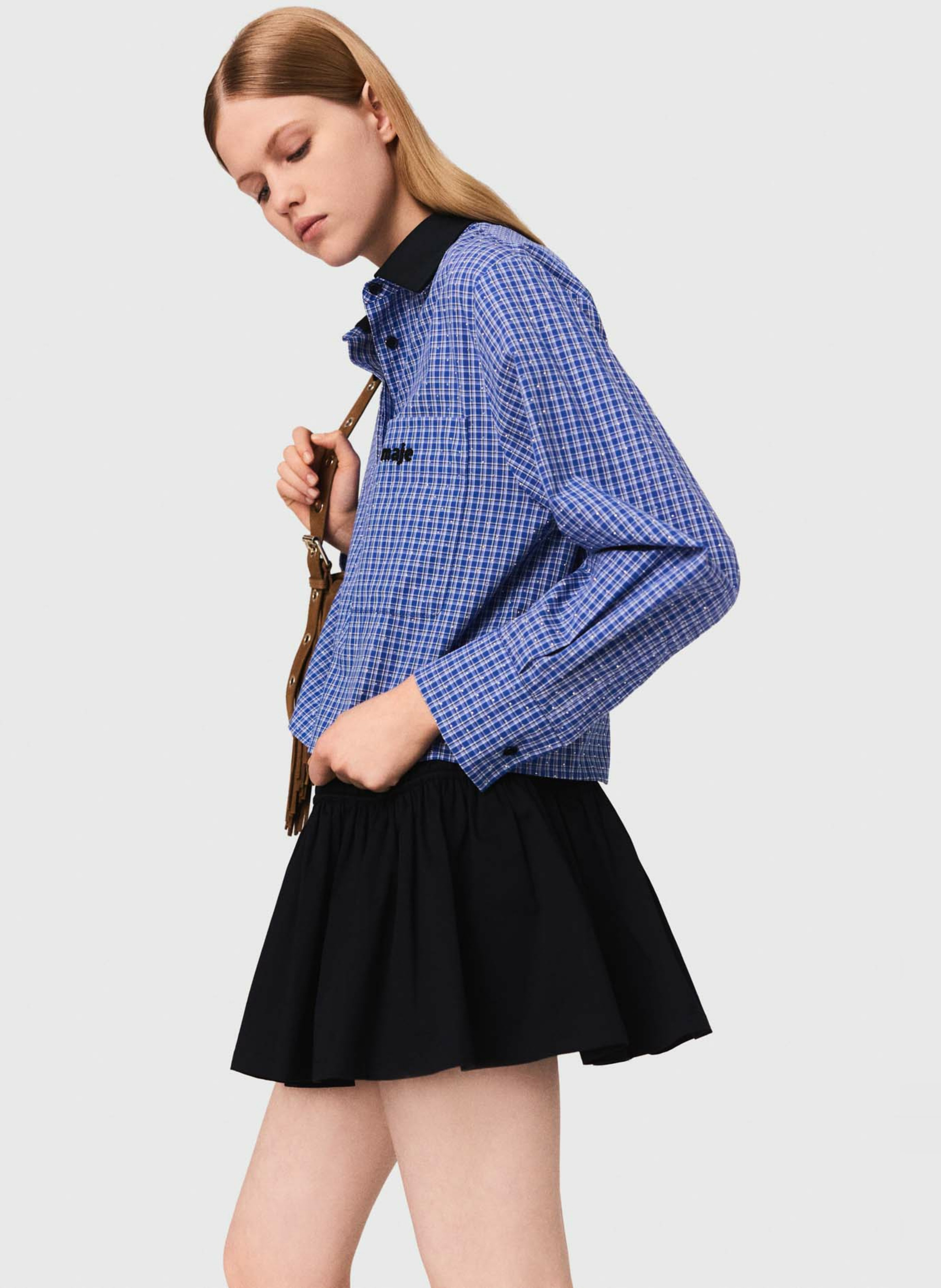 Chemise col classique en coton MAJE Bleu