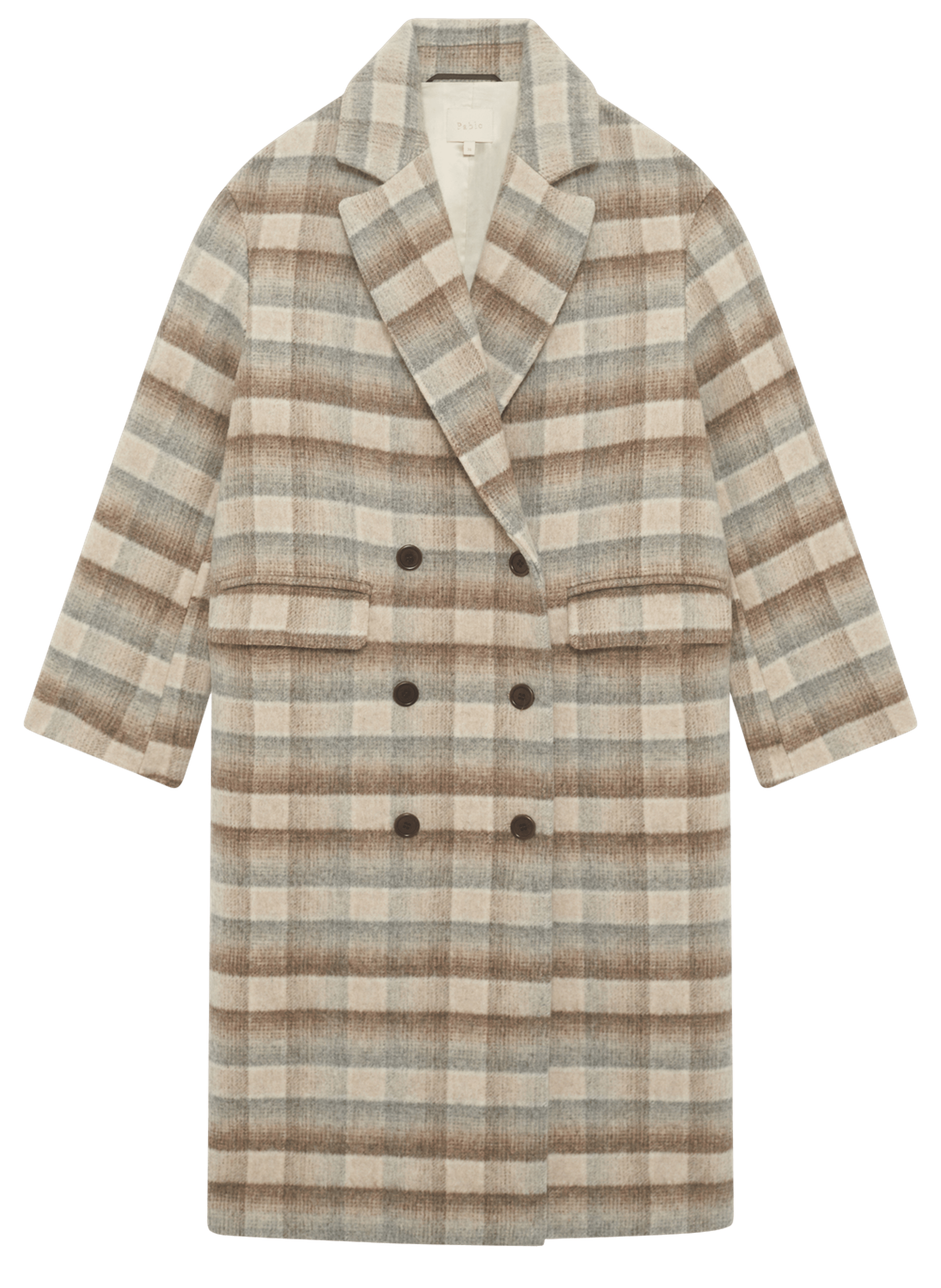 Manteau long croisé à carreaux - myrielle PABLO Beige