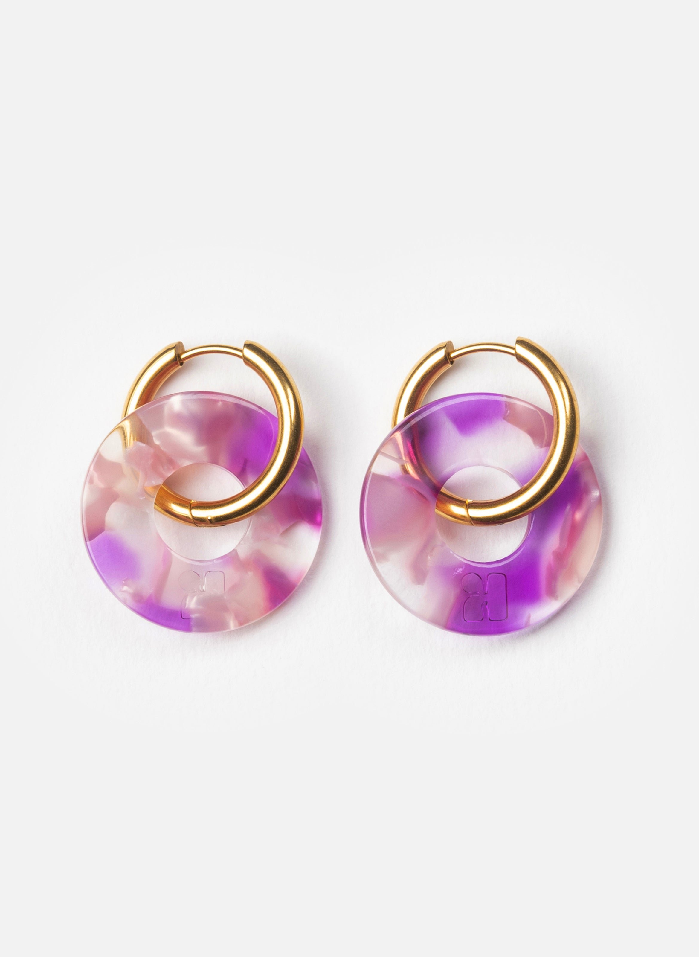 Boucles d'oreilles donuts avec anneaux en acier inoxydable doré KURAGE GINZA Rose