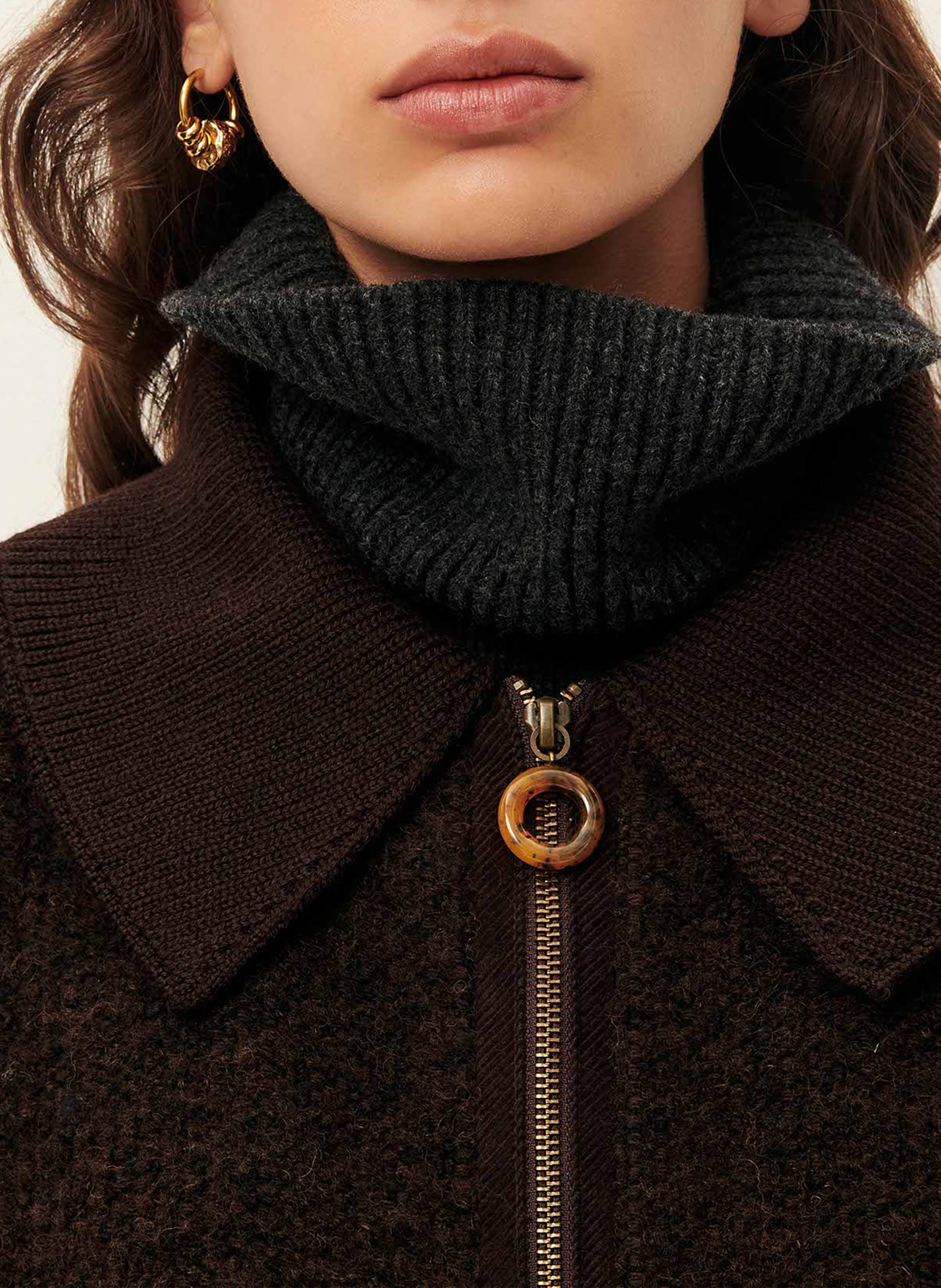 Veste en maille oversize col classique heavenly SESSUN Marron