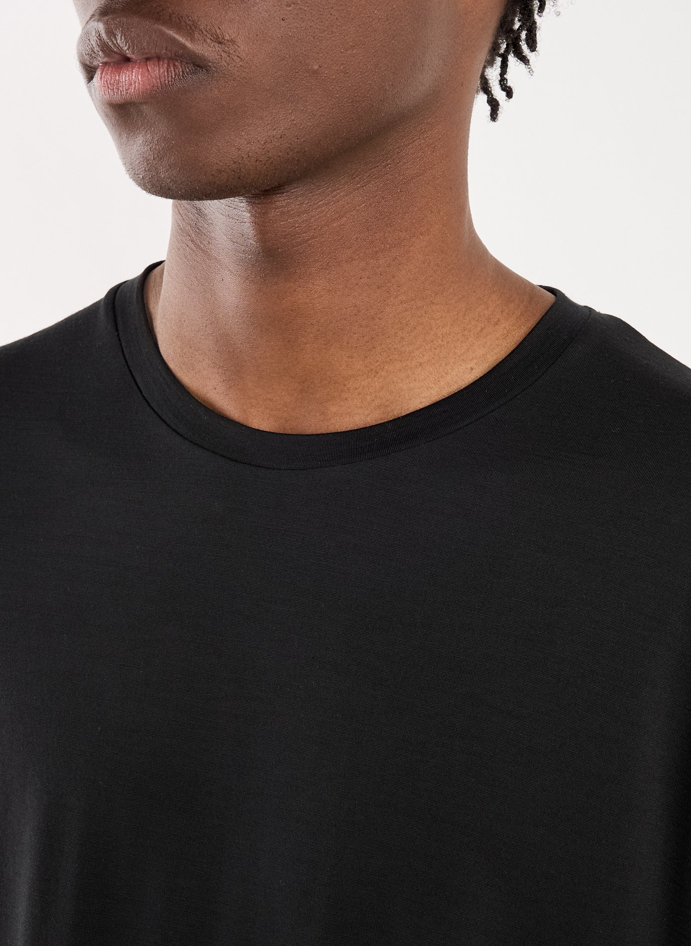 T-Shirt droit à manches courtes en laine mérinos STEFAN BRANDT Noir