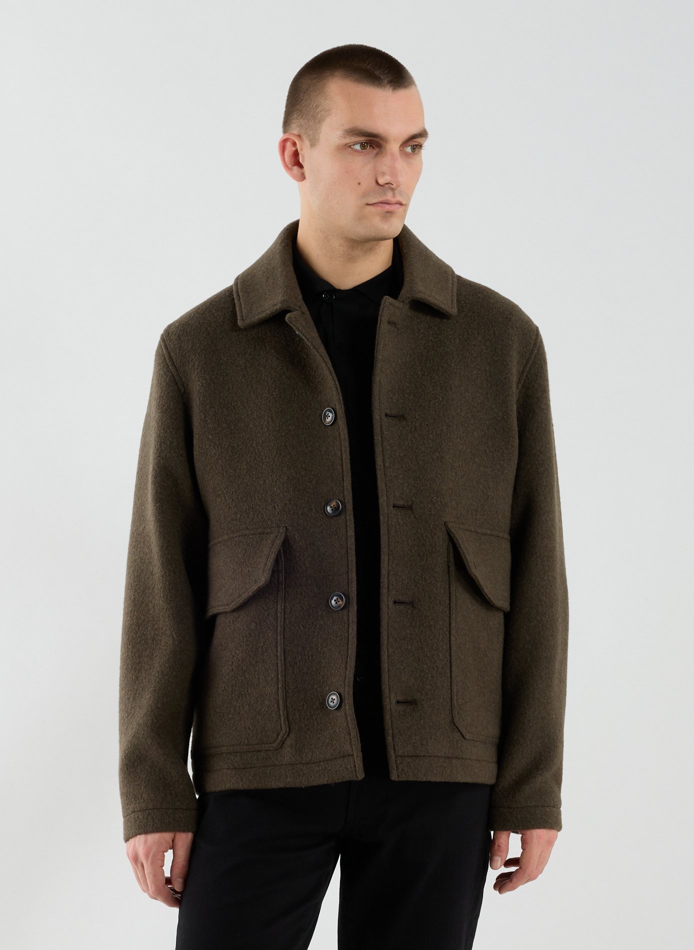 Manteau droit en laine mélangée CLOSED Vert