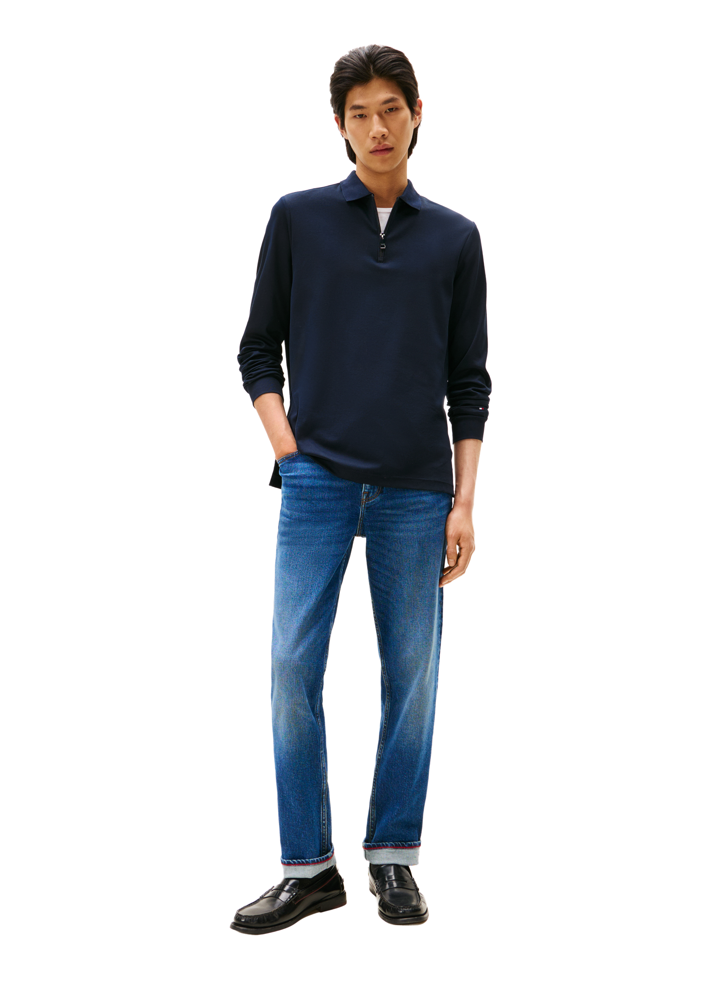 Straight-cut cotton polo shirt TOMMY HILFIGER Blue
