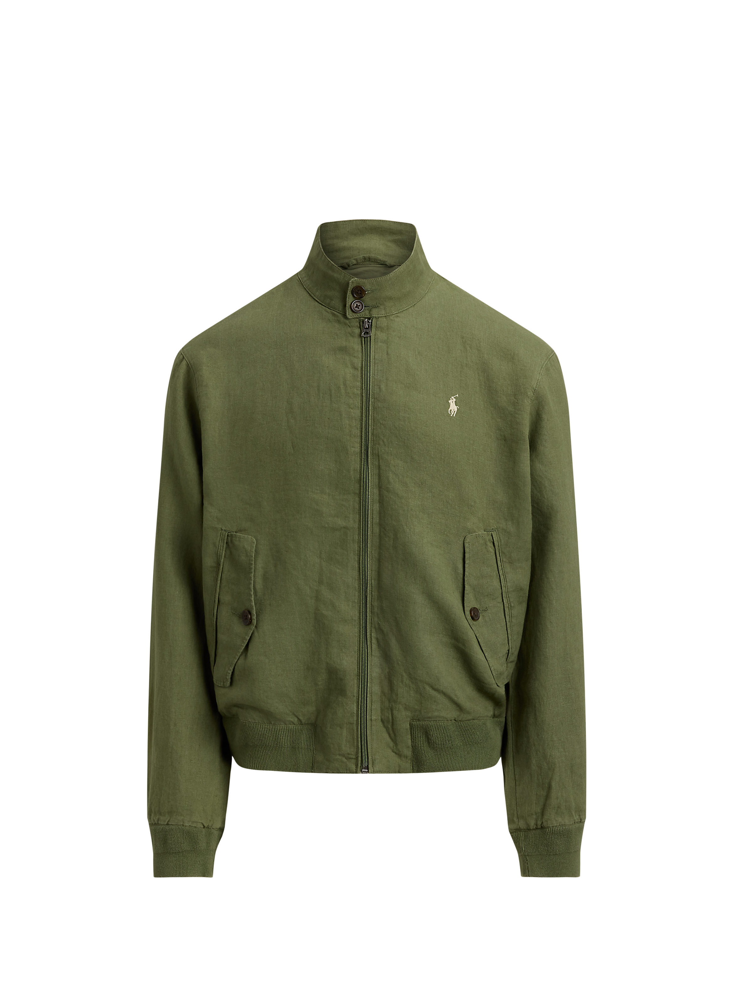 Veste à col montant droite en lin POLO RALPH LAUREN Vert