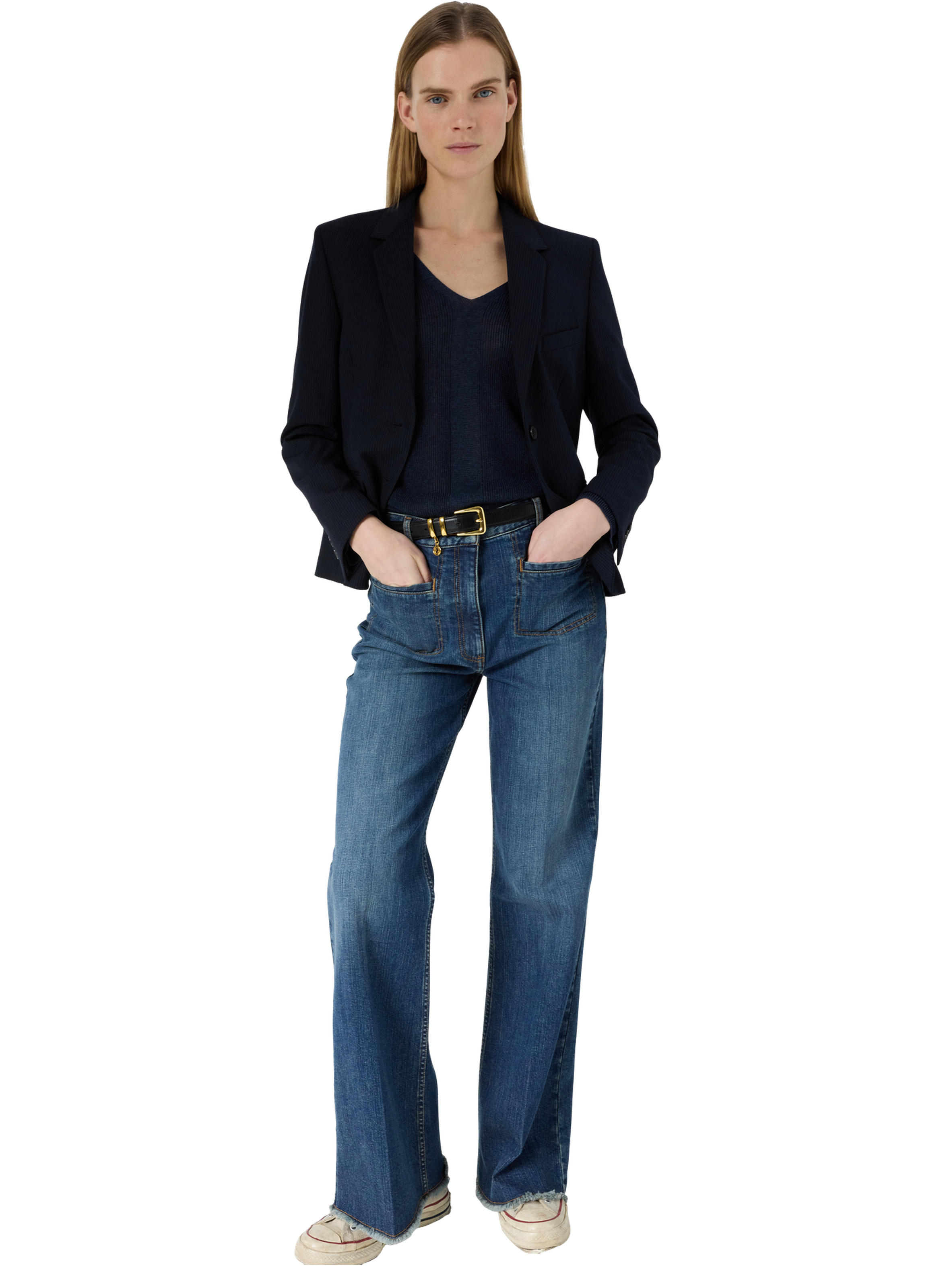 Pull à col v en maille - layla GERARD DAREL Bleu