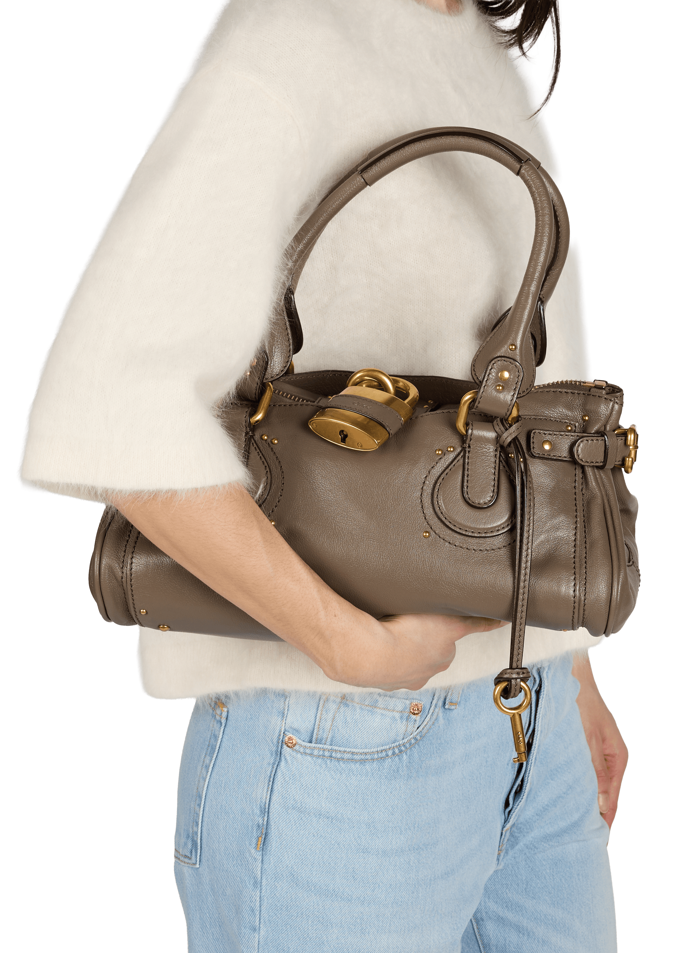 Sac à main Moyen Paddington en cuir CHLOÉ Gris