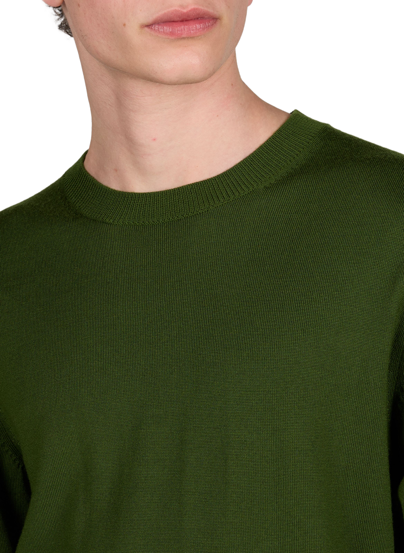 Pull col rond en laine mérinos AU PRINTEMPS PARIS Vert