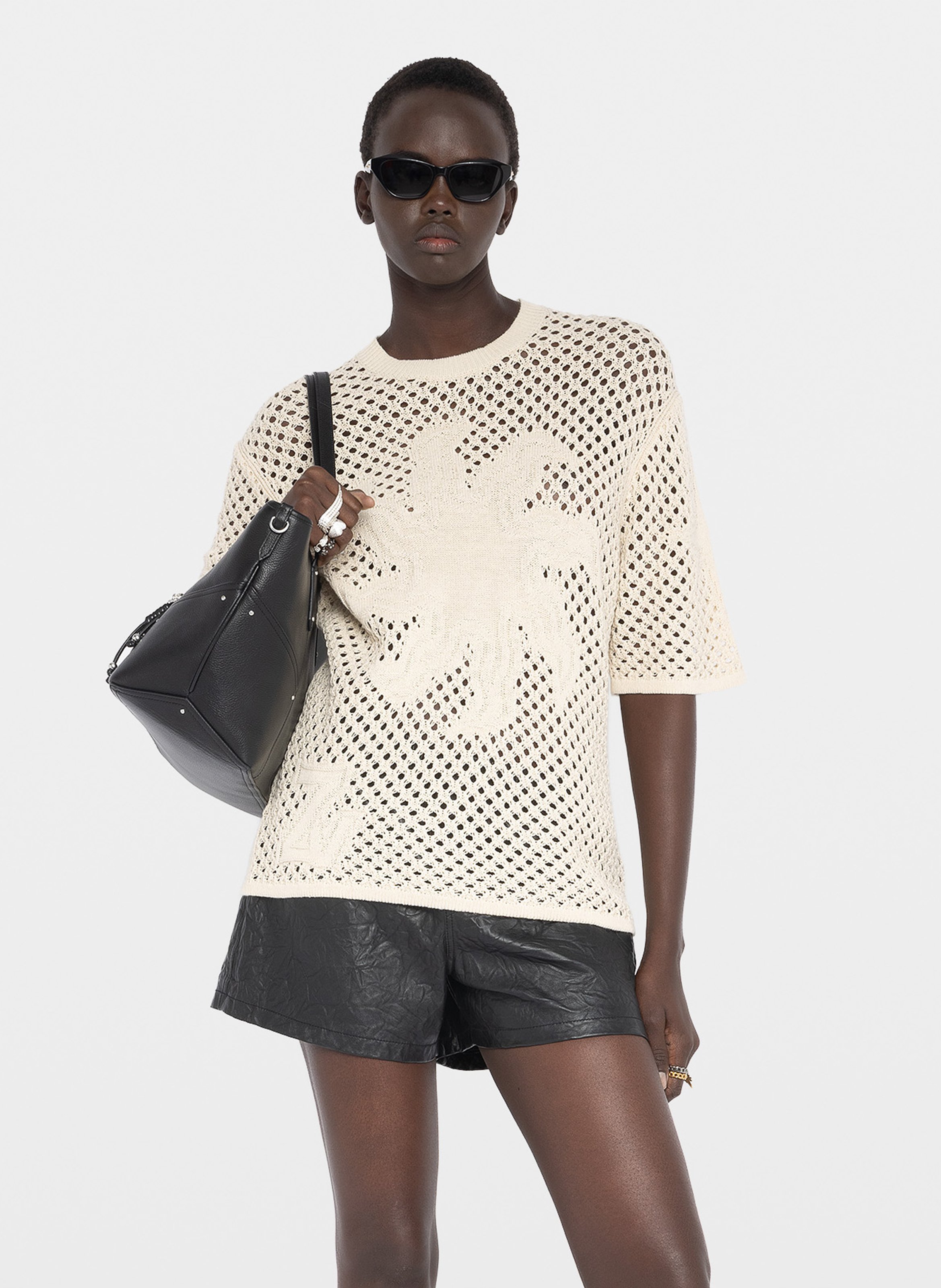 Pull droit col rond en lin et coton mélangé malyna ZADIG&VOLTAIRE Blanc