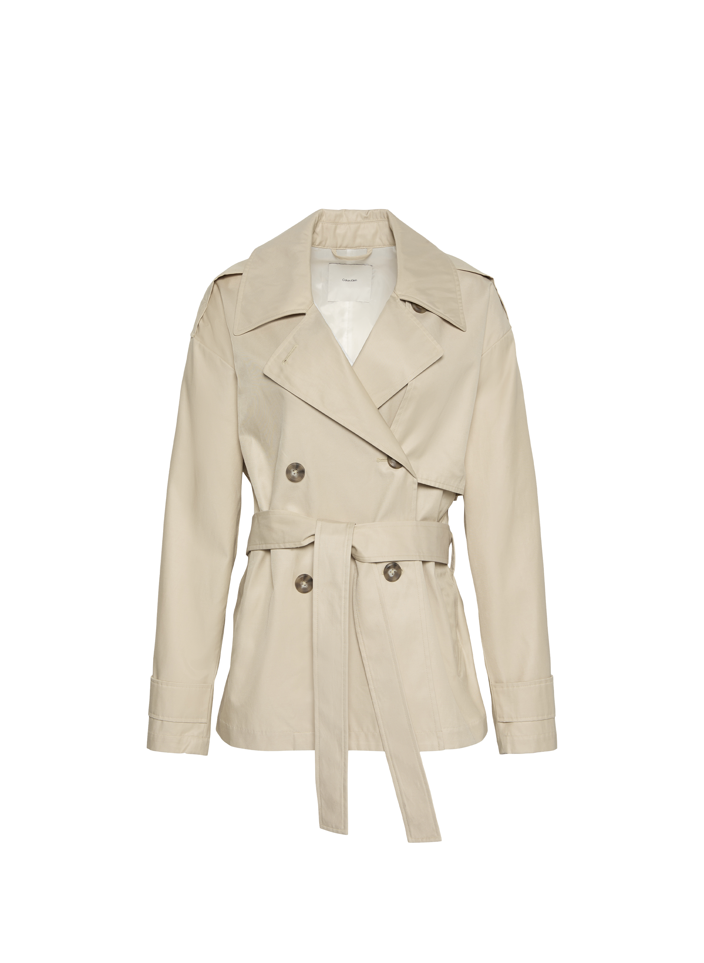 Halflange trenchcoat van katoenmix CALVIN KLEIN Beige