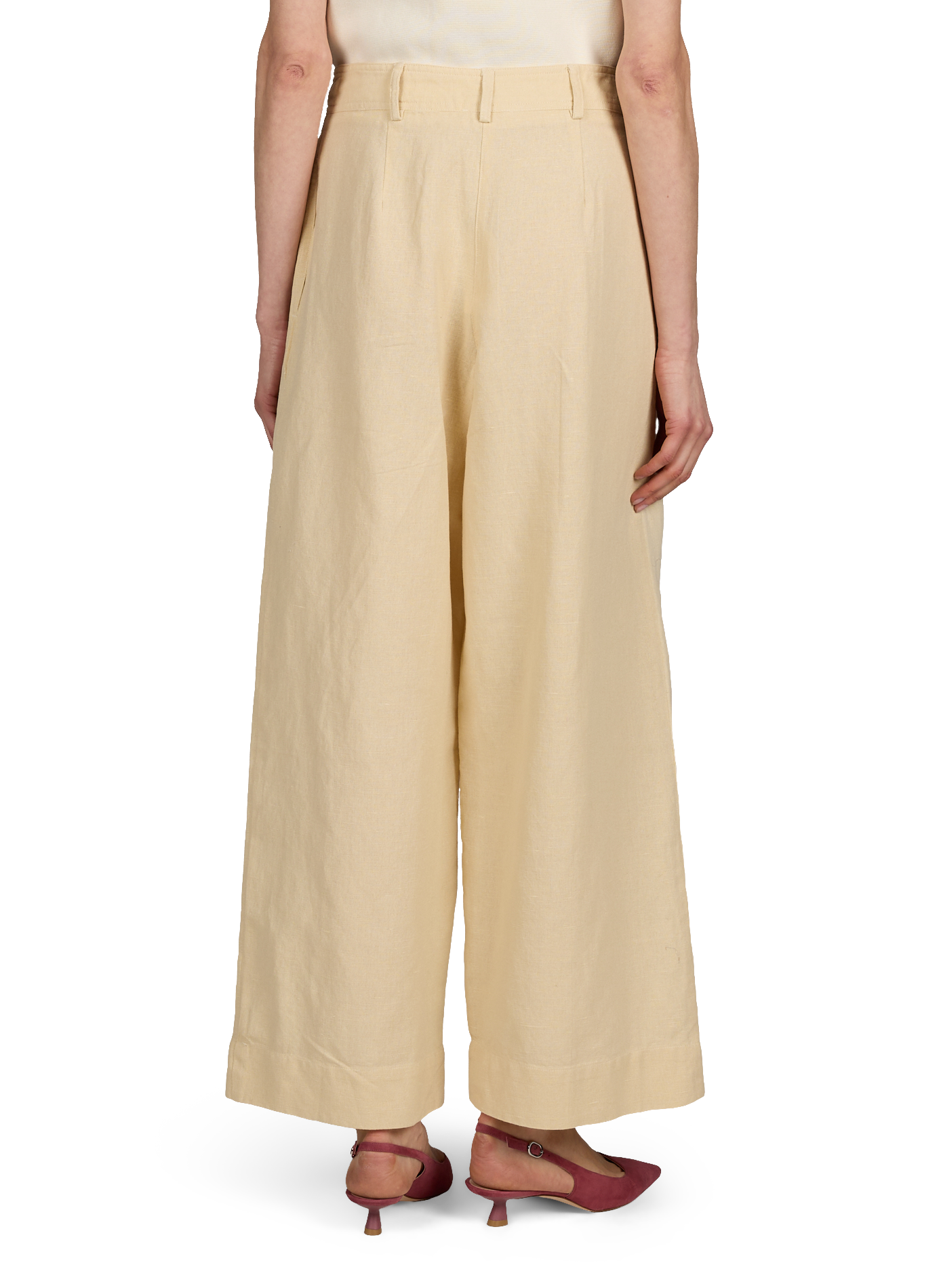 Federica wide-leg pants in linen and cotton LOUISE MISHA Beige