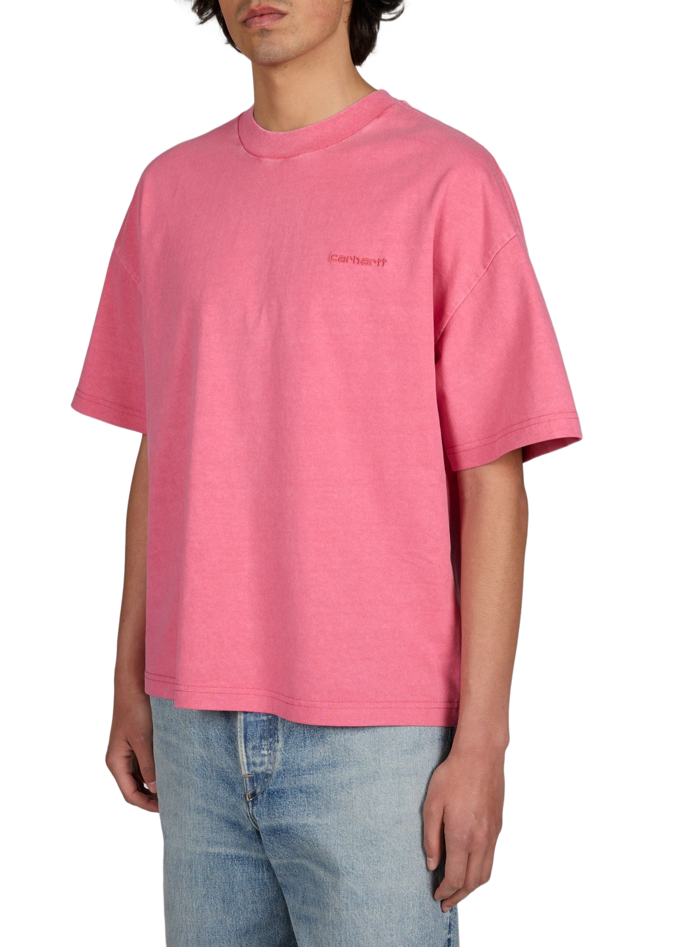 Cotton T-shirt with logo embroidery CARHARTT WIP Pink