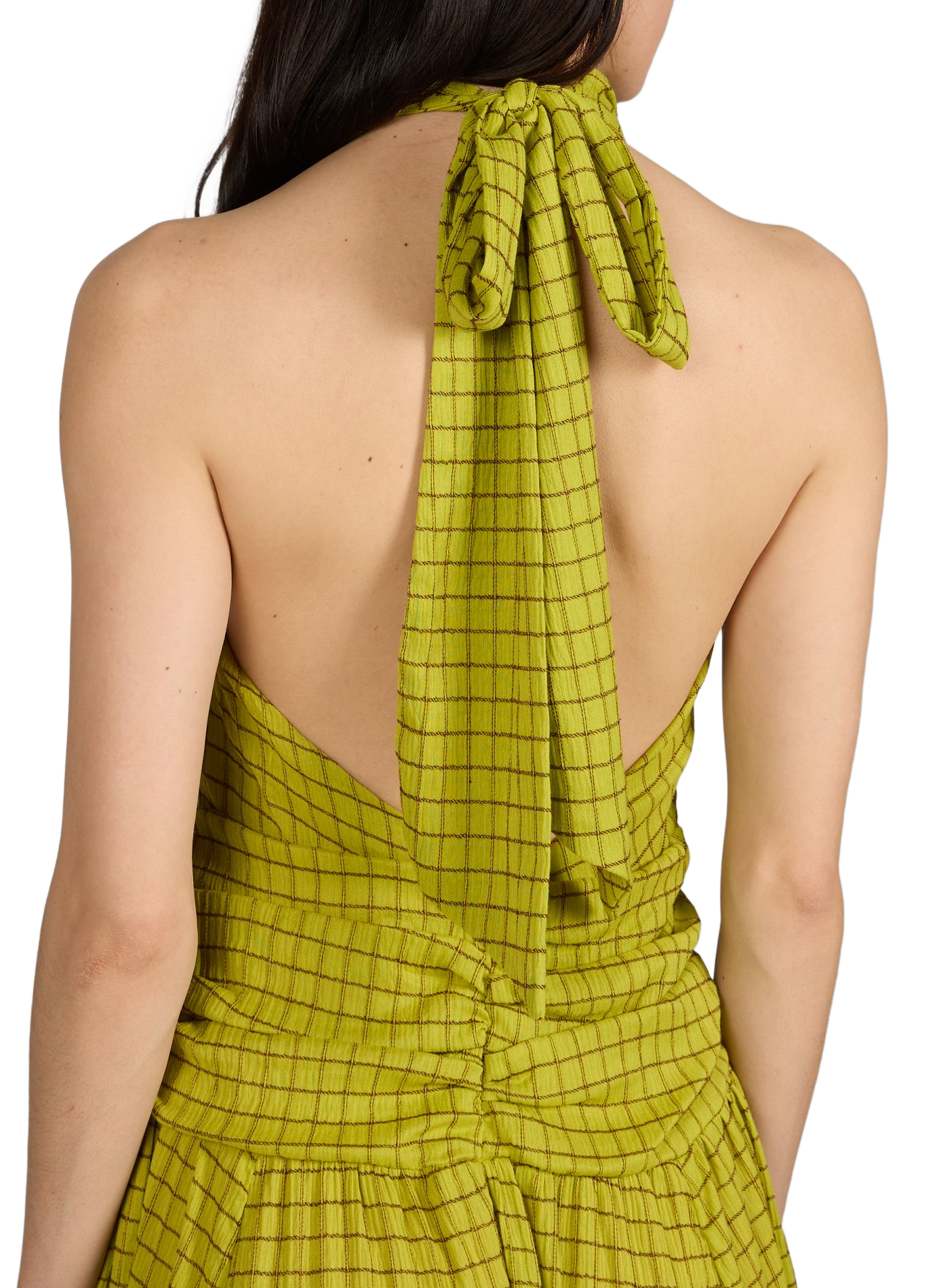 Robe sans manches à carreaux en coton TOPSHOP Marron