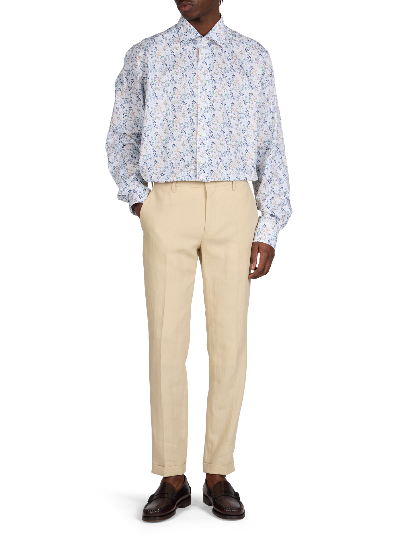 Printed straight cotton shirt ETON Blue