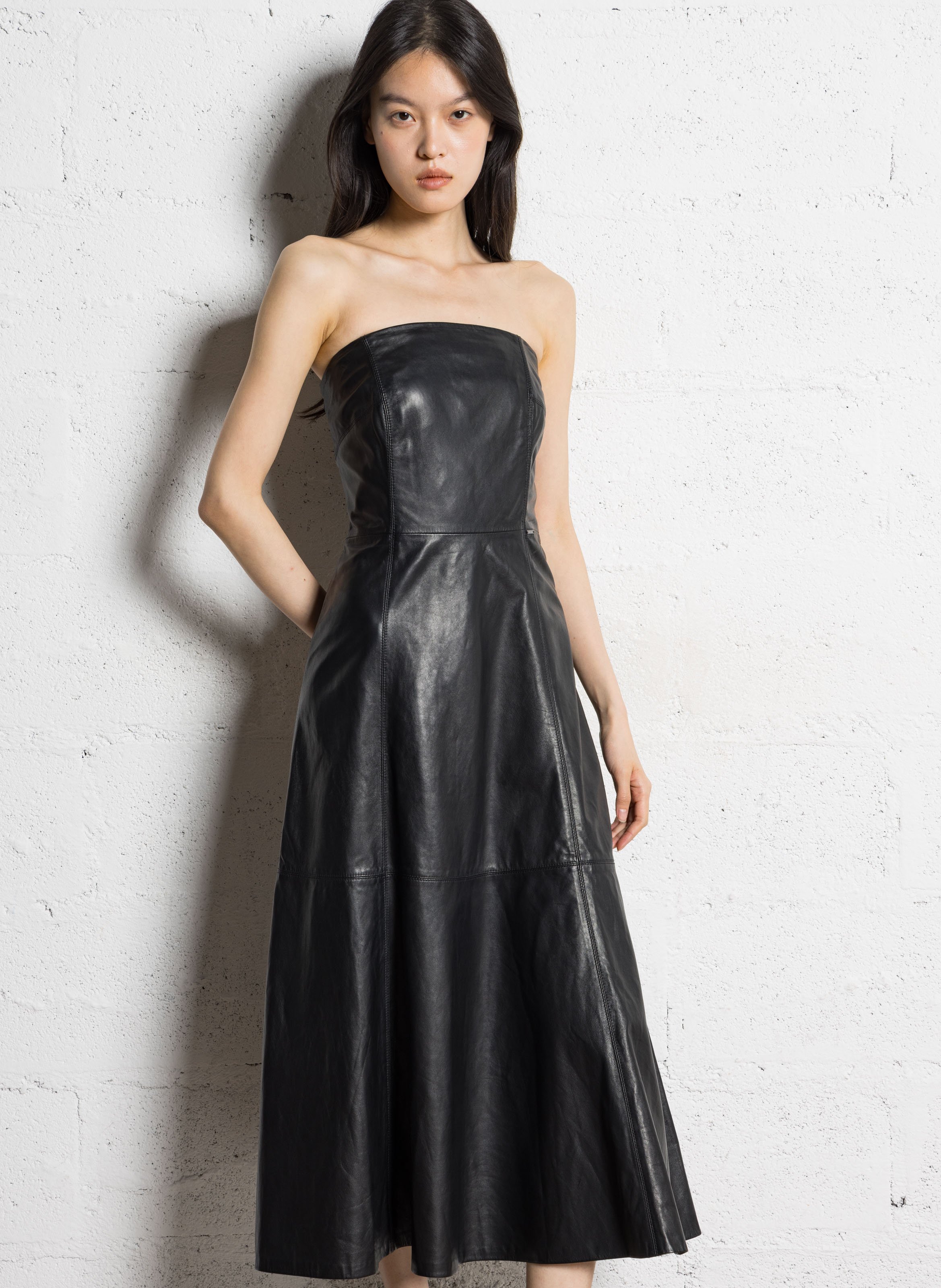 Robe bustier en cuir IKKS Noir